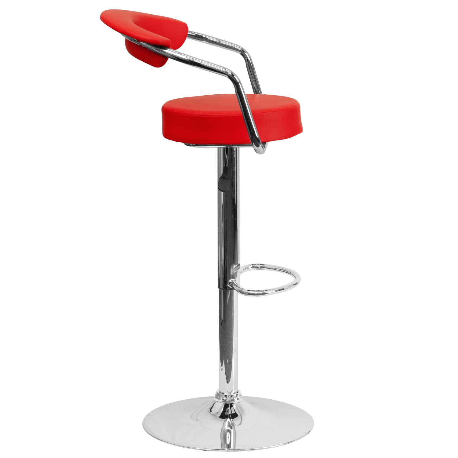 Flash Furniture Contemporary Vinyl Adjustable Height Barstool with Arms and Chrome Base, Red - Image 6
