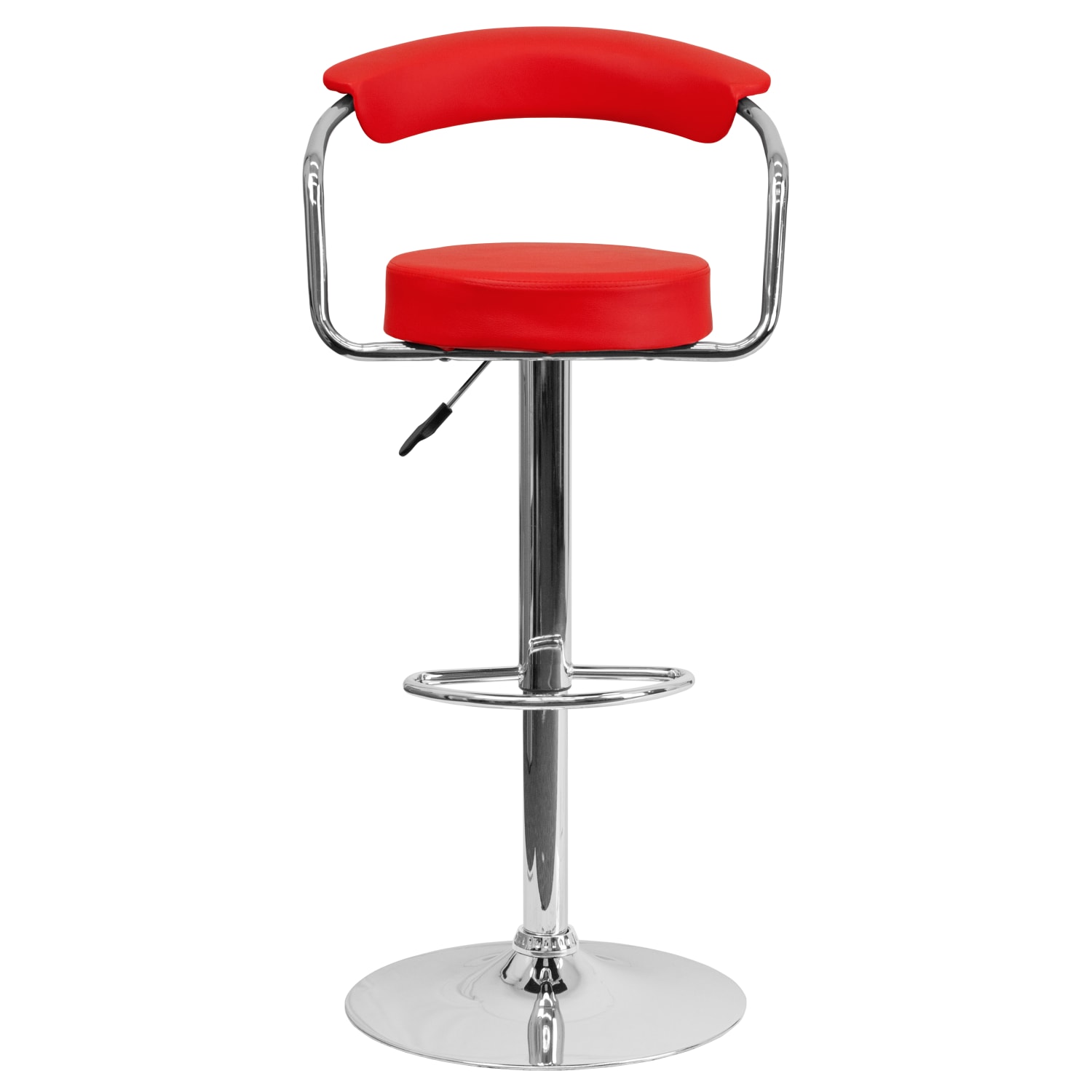Flash Furniture Contemporary Vinyl Adjustable Height Barstool with Arms and Chrome Base, Red - Image 7