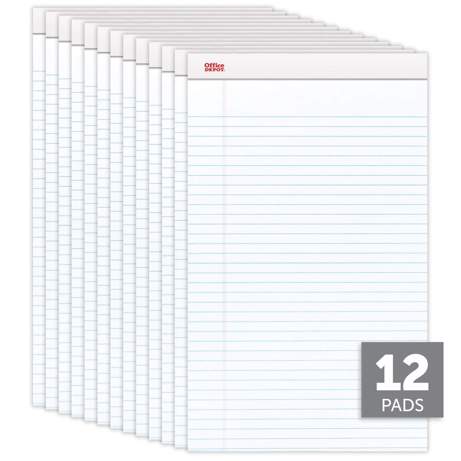 Office Depot Brand Writing Pads, 8 1/2in x 14in, Legal/Wide Ruled, 50 Sheets, White, Pack Of 12 Pads - Image 4