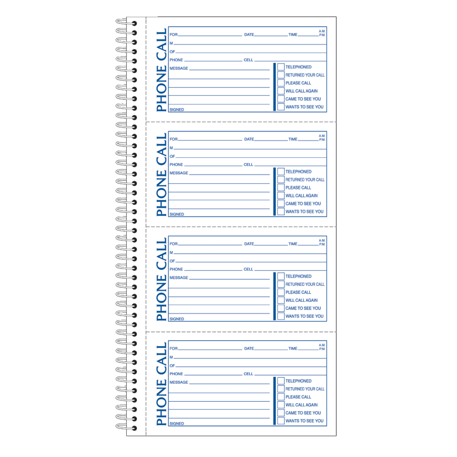 Adams Spiral Bound Phone Message Book, 11in x 5 1/2in, Book Of 400 Messages