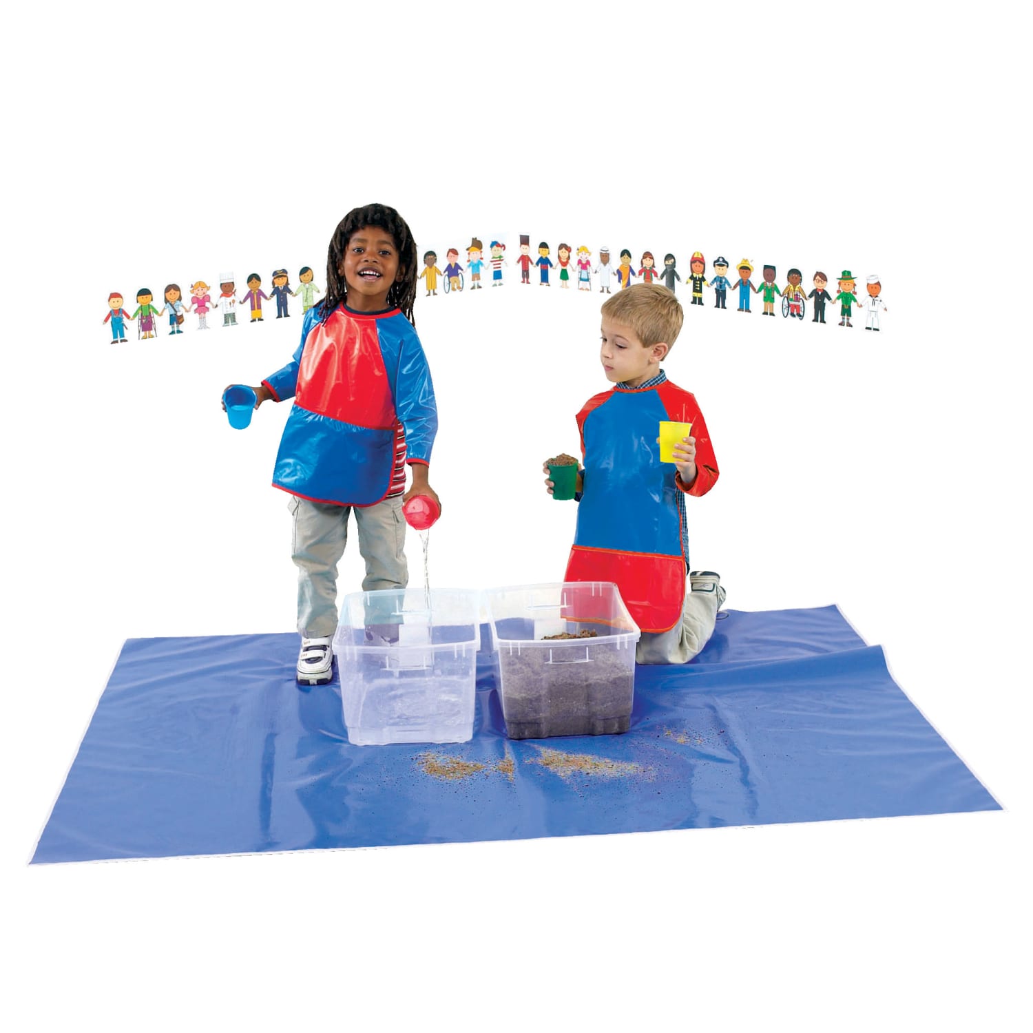 Childrens Factory Washable Smocks, Small, 18 Months - 3 Years, Red/Blue, Pack Of 3 - Image 3