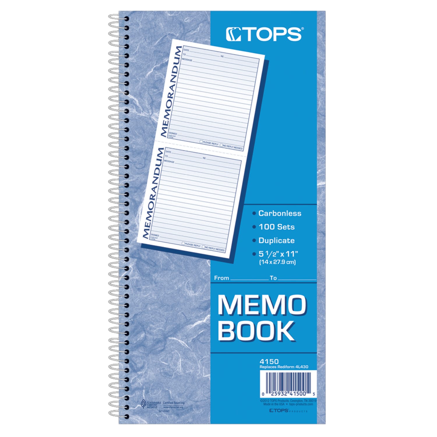 Adams 2-Part Spiral Memo Book, 5 1/4in x 11in, Book Of 100 Sets - Image 3