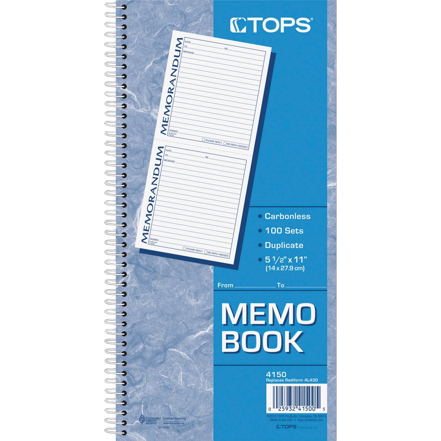 Adams 2-Part Spiral Memo Book, 5 1/4in x 11in, Book Of 100 Sets - Image 5