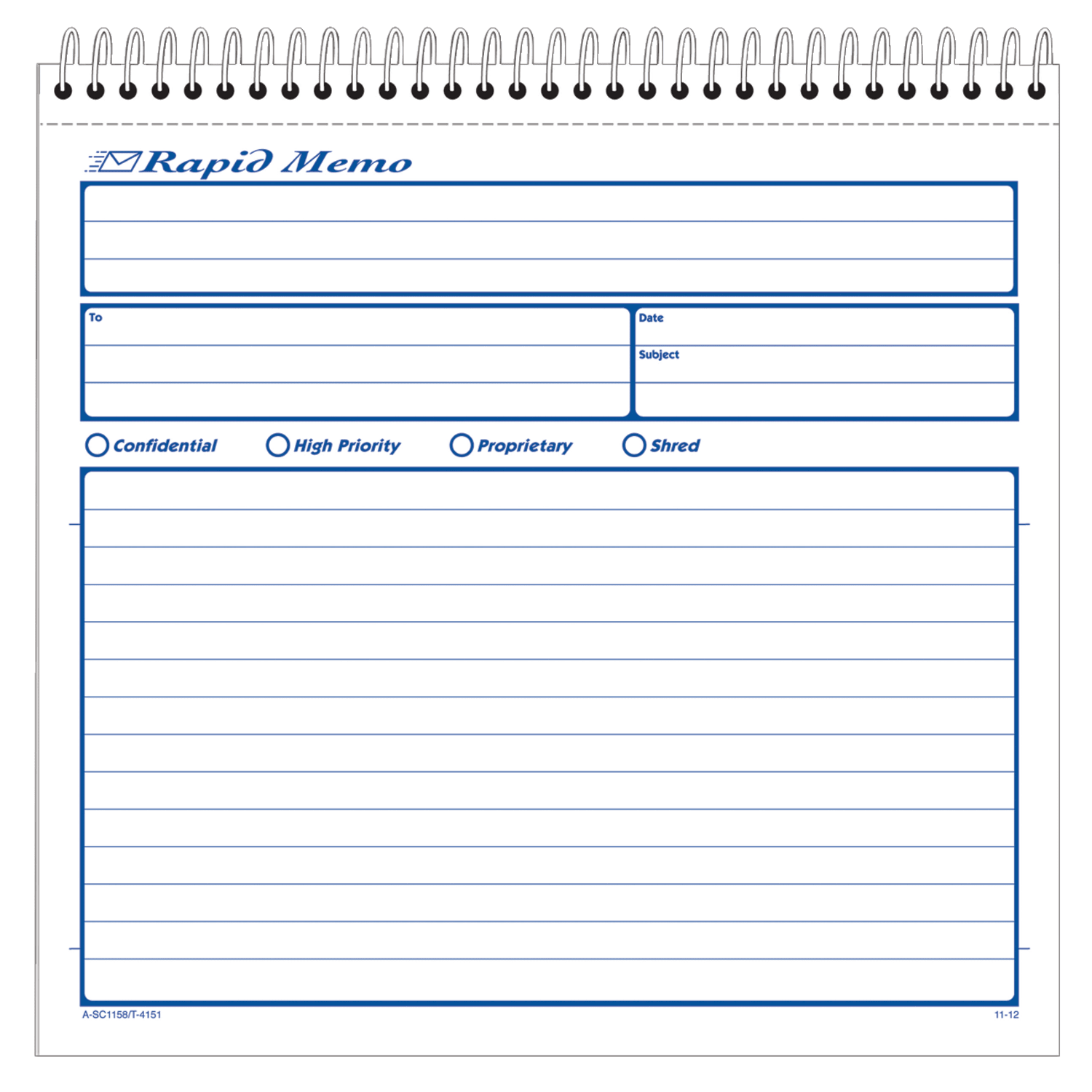 Adams Rapid Memo Book, 8 1/2in x 8 1/4in, 50 Sheets