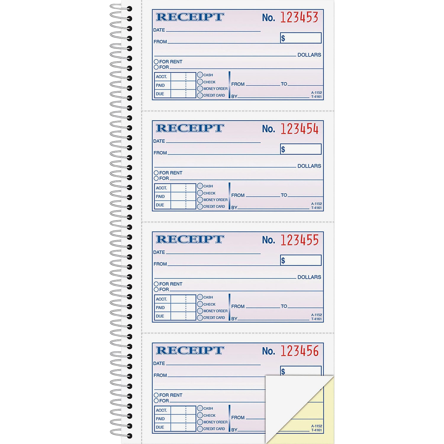 Adams Carbonless 2-Part Spiral Money/Rent Receipt Book, 11in x 5 1/4in, Book Of 200 Sets - Image 4