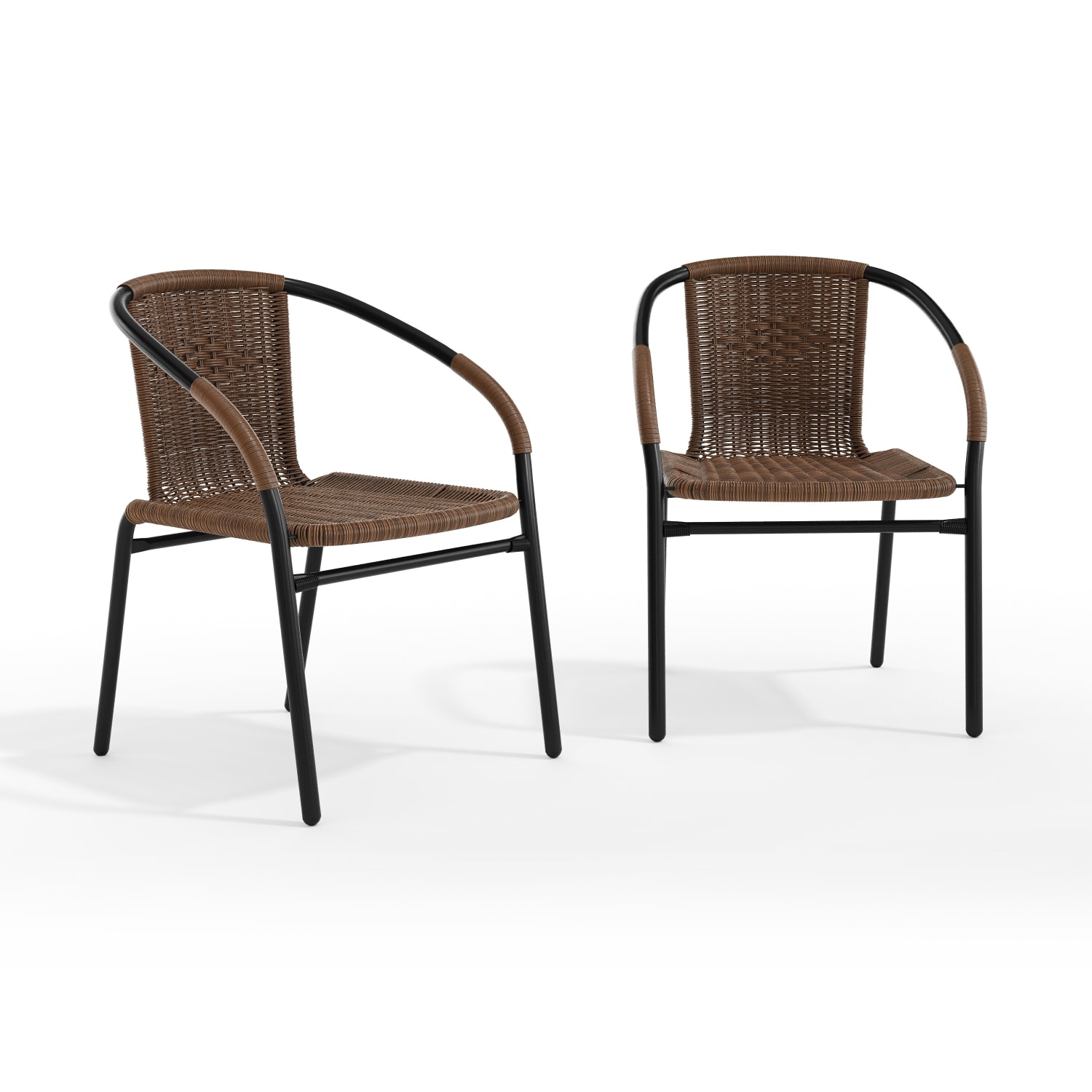 Flash Furniture Lila Restaurant Stack Chairs, Medium Brown/Black, Pack Of 2 Chairs