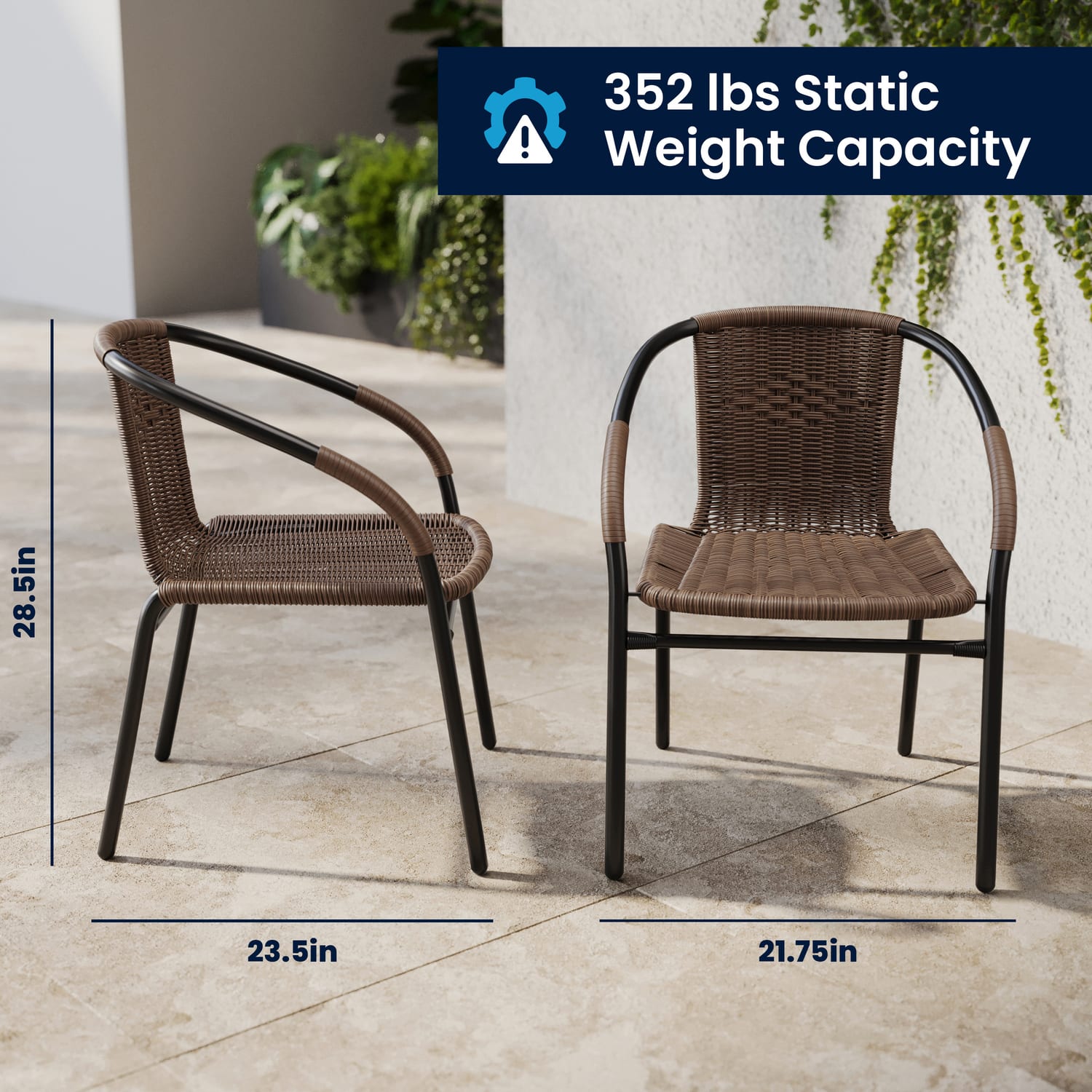 Flash Furniture Lila Restaurant Stack Chairs Medium BrownBlack Pack Of 2 Chairs PopularChairscom