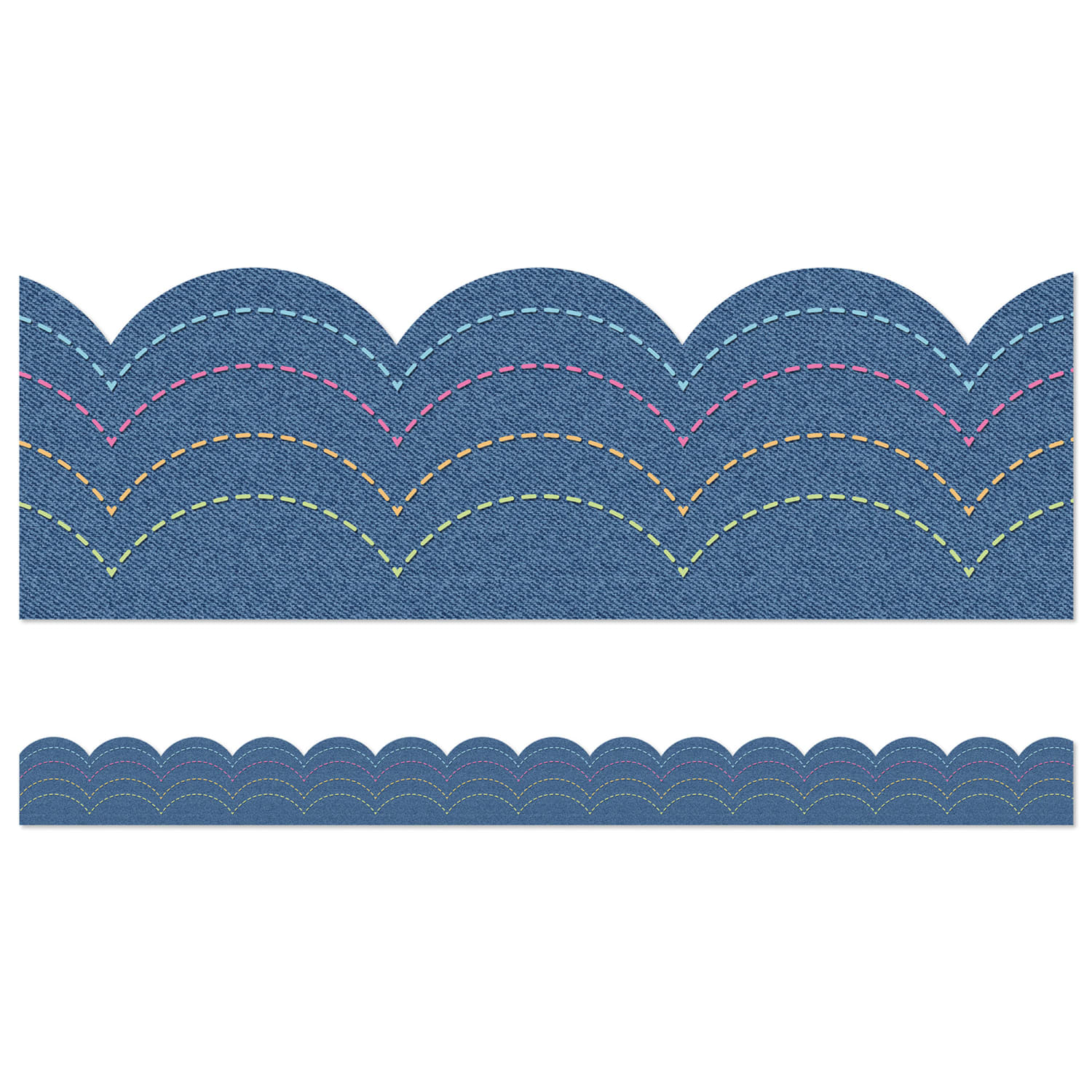 Carson Dellosa Education Scalloped Border, Crafty and Cool Denim, 39 Feet Per Pack, Set Of 6 Packs - Image 3