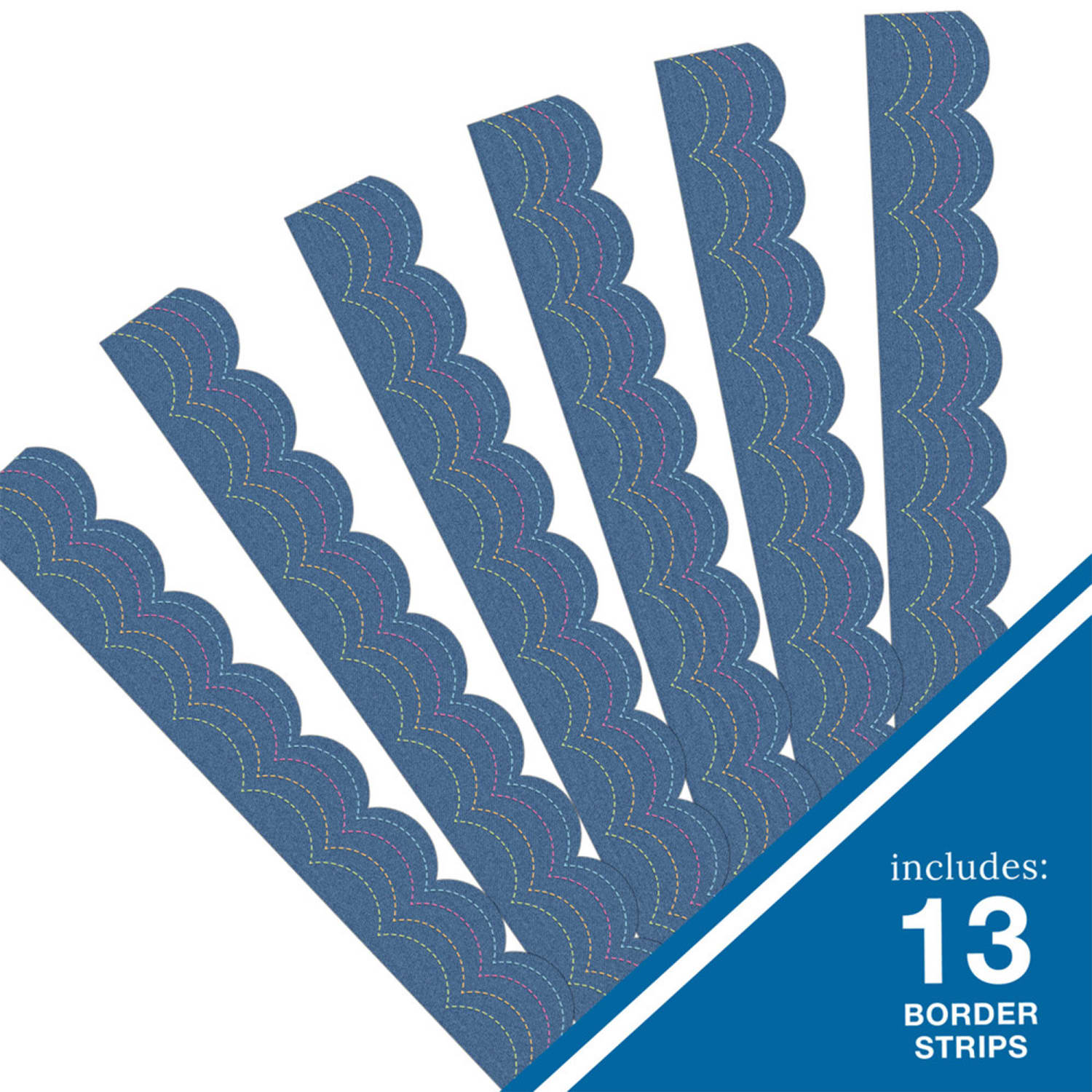 Carson Dellosa Education Scalloped Border, Crafty and Cool Denim, 39 Feet Per Pack, Set Of 6 Packs - Image 5