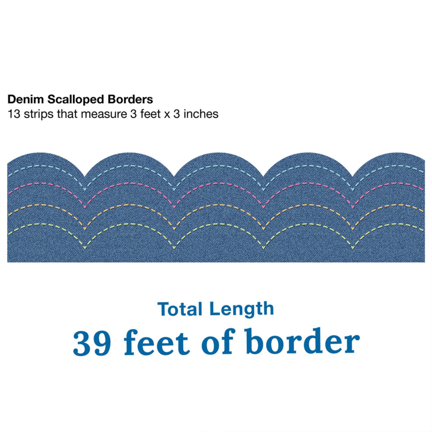 Carson Dellosa Education Scalloped Border, Crafty and Cool Denim, 39 Feet Per Pack, Set Of 6 Packs - Image 6