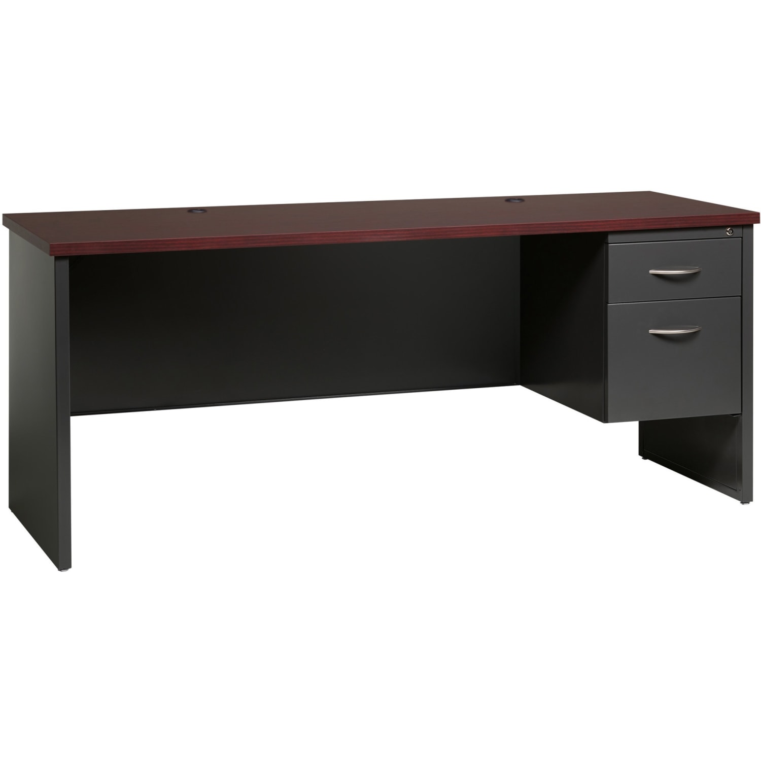 WorkPro Modular 72inW Right-Pedestal Computer Desk, Charcoal/Mahogany - Image 6
