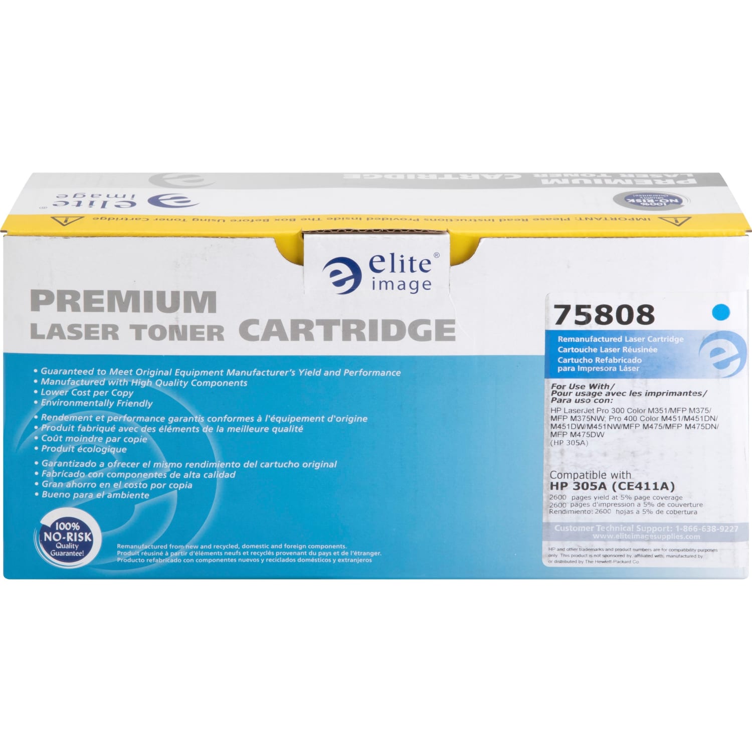 Elite Image Remanufactured Cyan Toner Cartridge Replacement For HP 305A, CE411A - Image 3