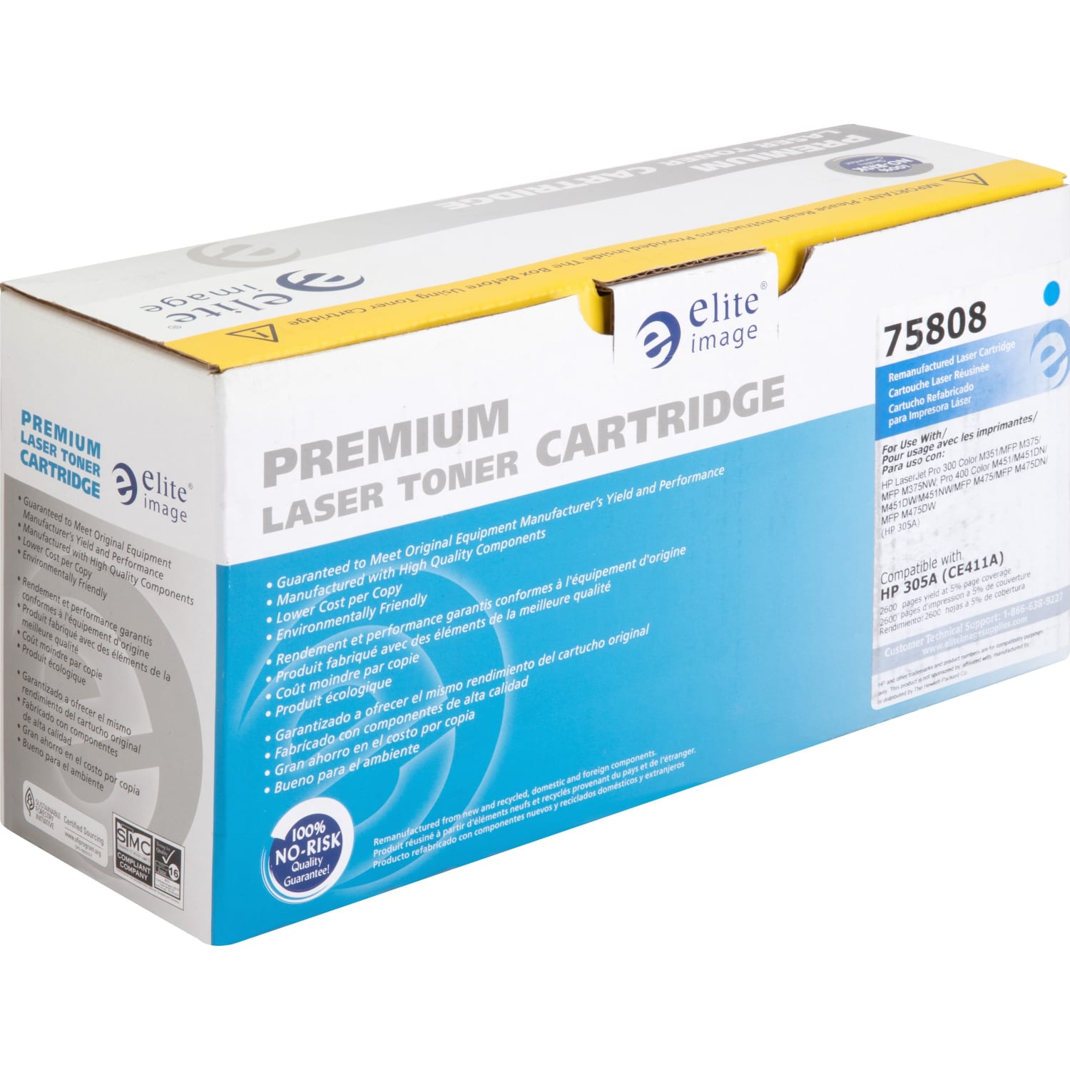 Elite Image Remanufactured Cyan Toner Cartridge Replacement For HP 305A, CE411A - Image 4