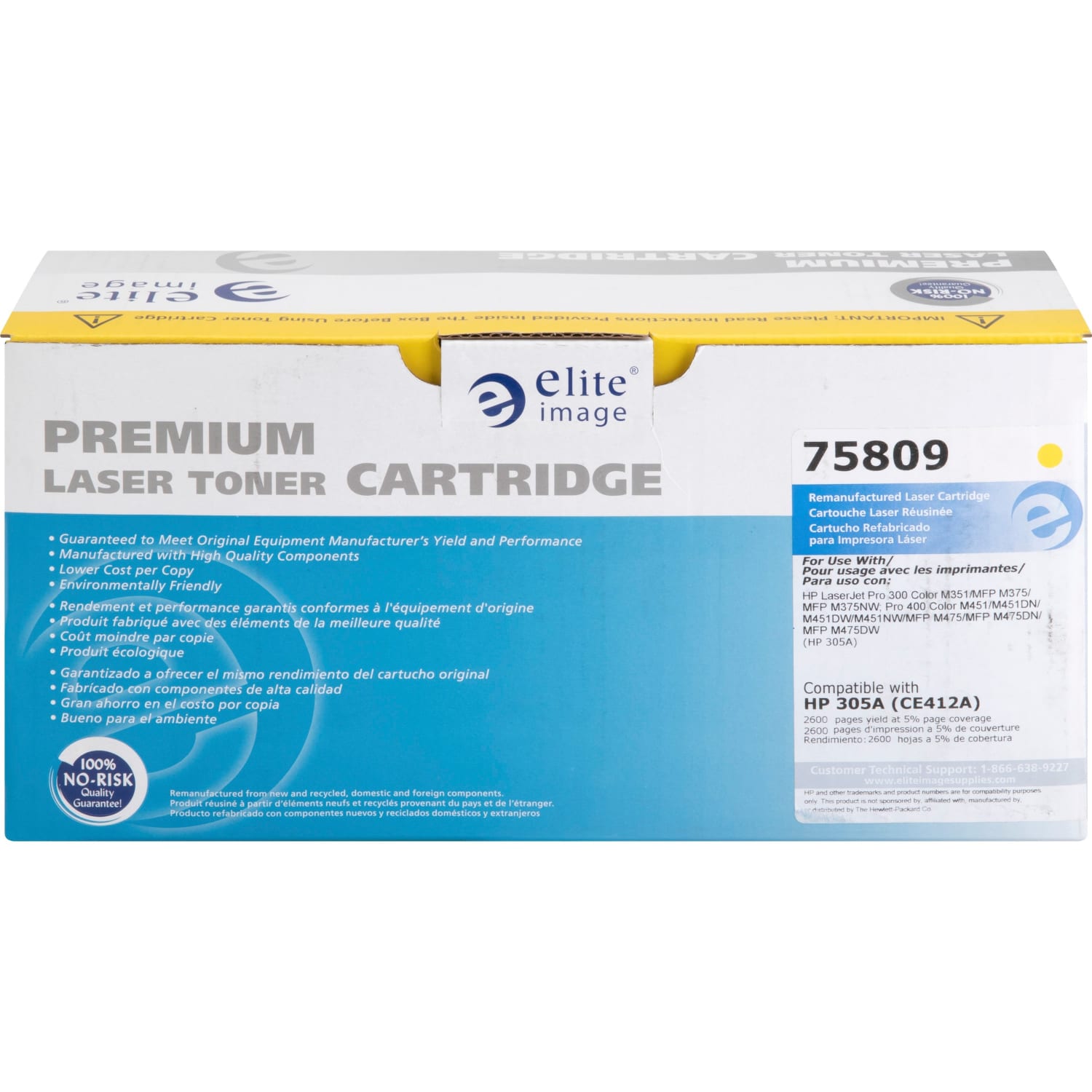 Elite Image Remanufactured Yellow Toner Cartridge Replacement For HP 305A, CE412A - Image 3