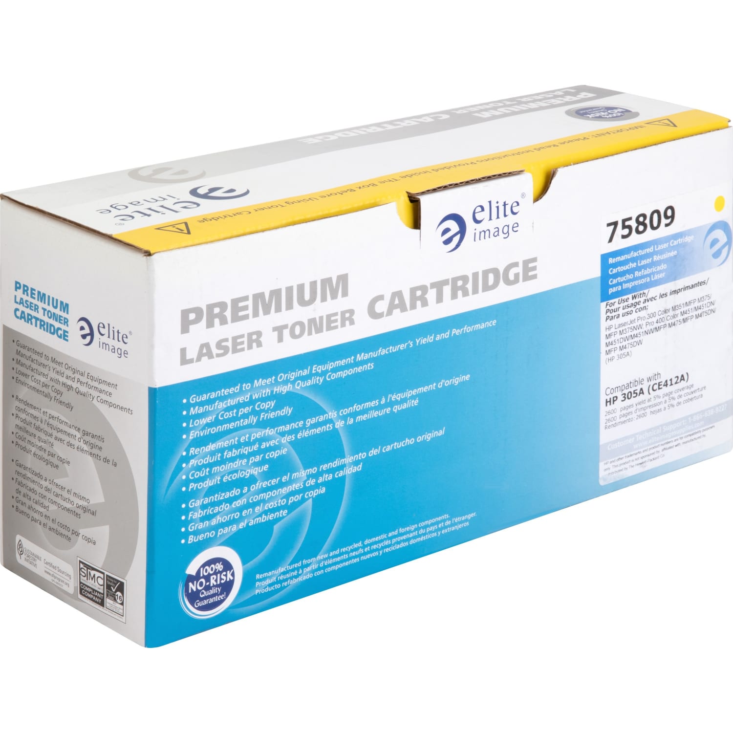 Elite Image Remanufactured Yellow Toner Cartridge Replacement For HP 305A, CE412A - Image 4