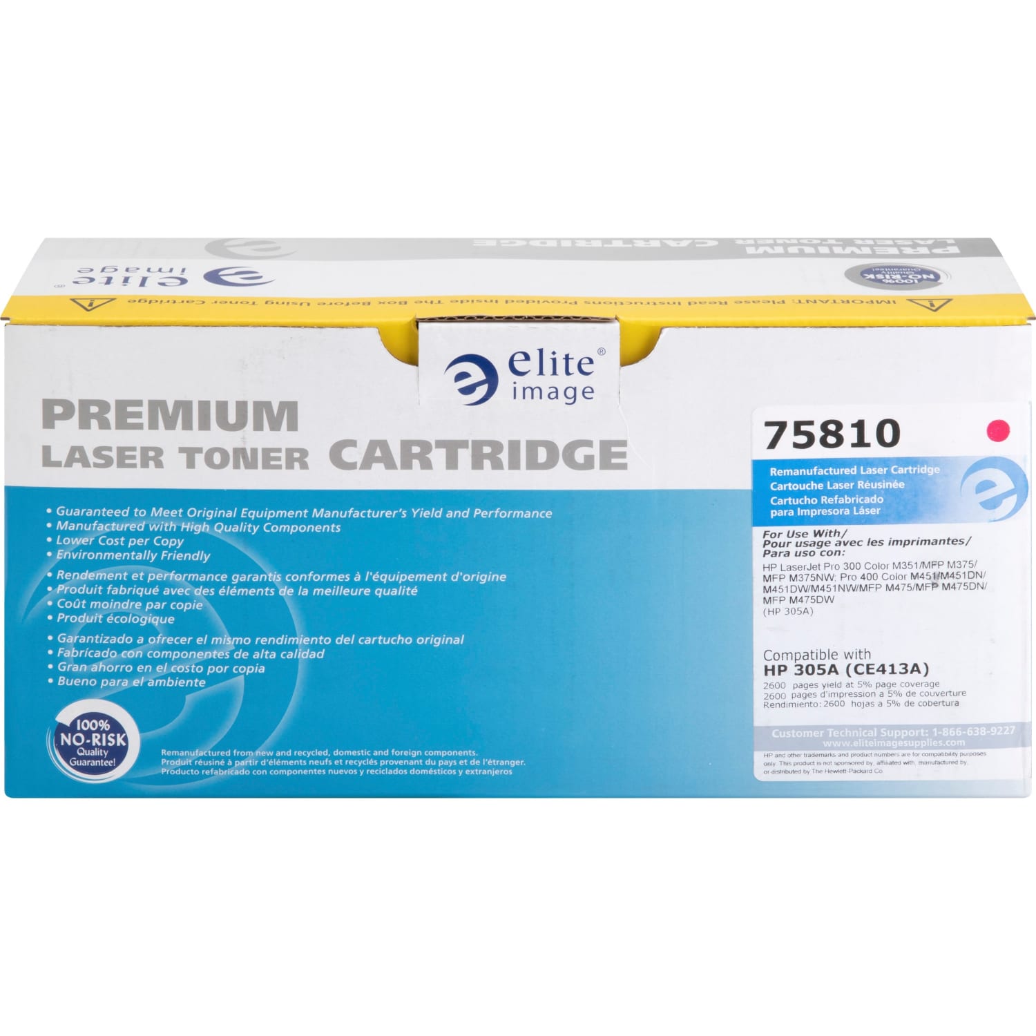 Elite Image Remanufactured Magenta Toner Cartridge Replacement For HP 305A, CE413A - Image 3