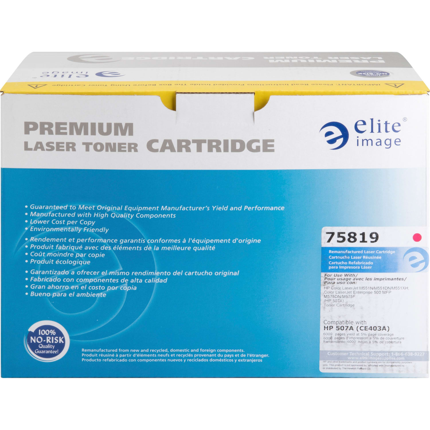 Elite Image Remanufactured Magenta Toner Cartridge Replacement For HP 507A, CE403A - Image 3