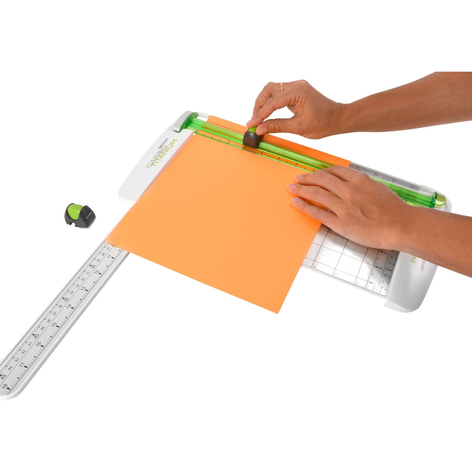 Westcott CarboTitanium Personal Paper Trimmer, 12in, White/Green - Image 5
