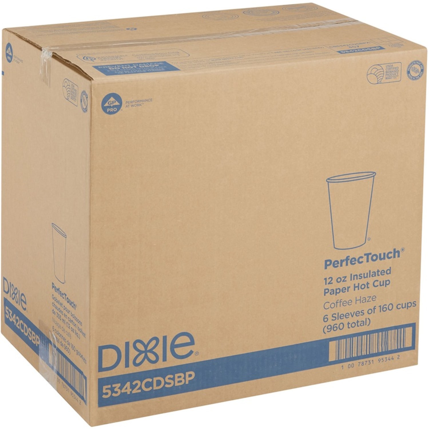 Dixie PerfecTouch 12 oz Insulated Paper Hot Coffee Cups by GP Pro - 12 fl oz - Assorted - Paper - Coffee, Hot Drink - 160 Pack - 6 / Carton - Image 5