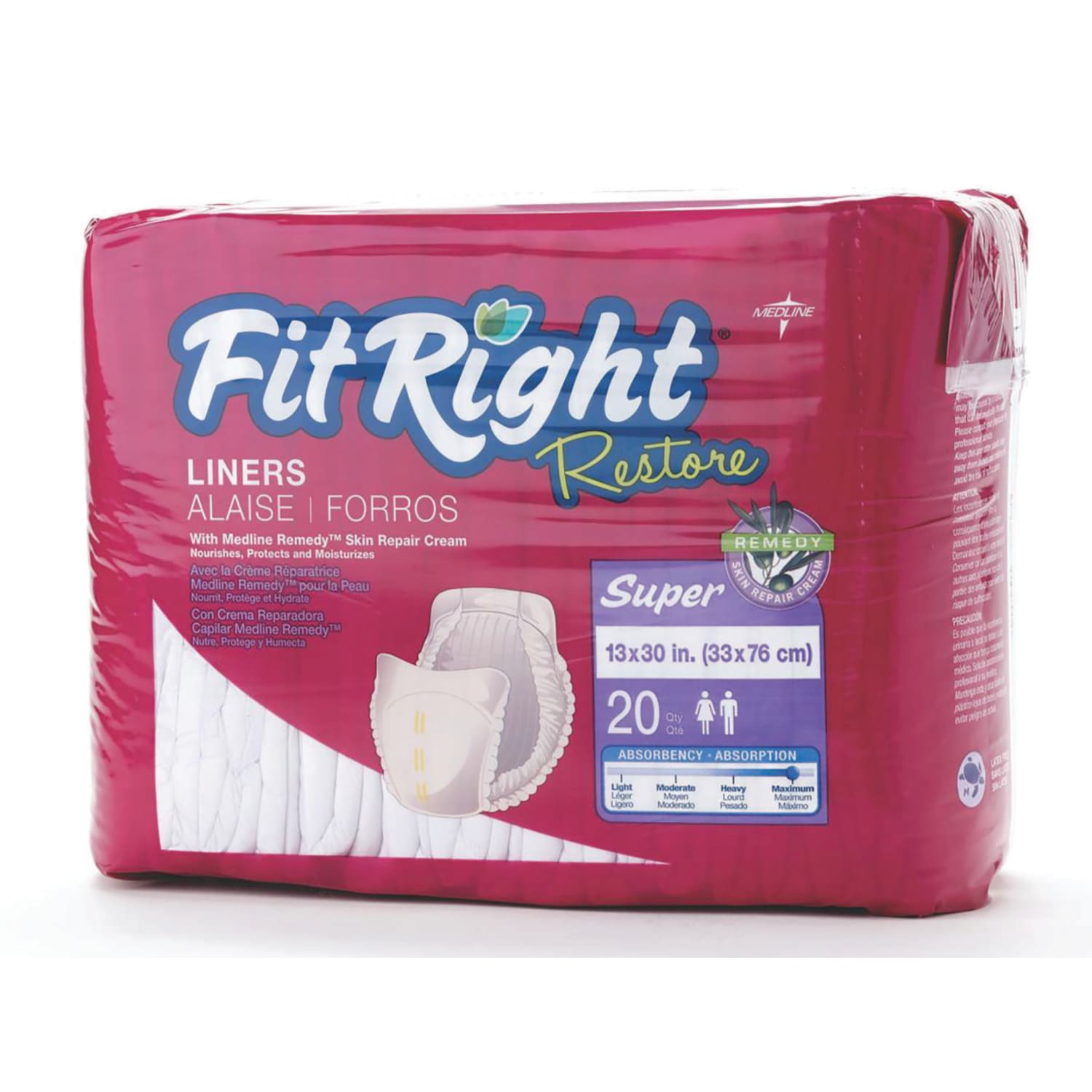 FitRight Disposable Liners, Overnight, 13in x 30in, Purple, 20 Liners Per Bag, Case Of 4 Bags - Image 3