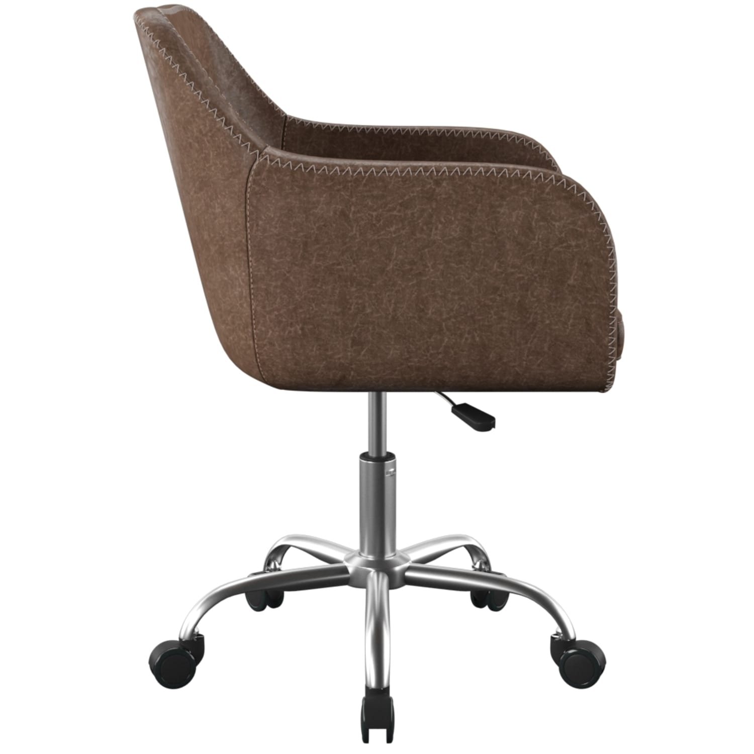 Linon Home Decor Products Ryker Fabric Mid-Back Home Office Chair, Rustic Brown/Silver - Image 3