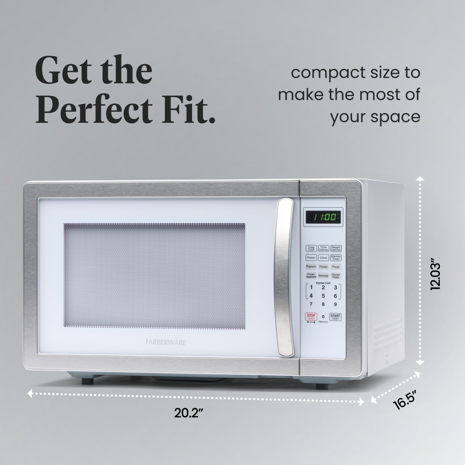 Farberware Classic 1.1 Cu Ft Countertop Microwave, White/Platinum - Image 6