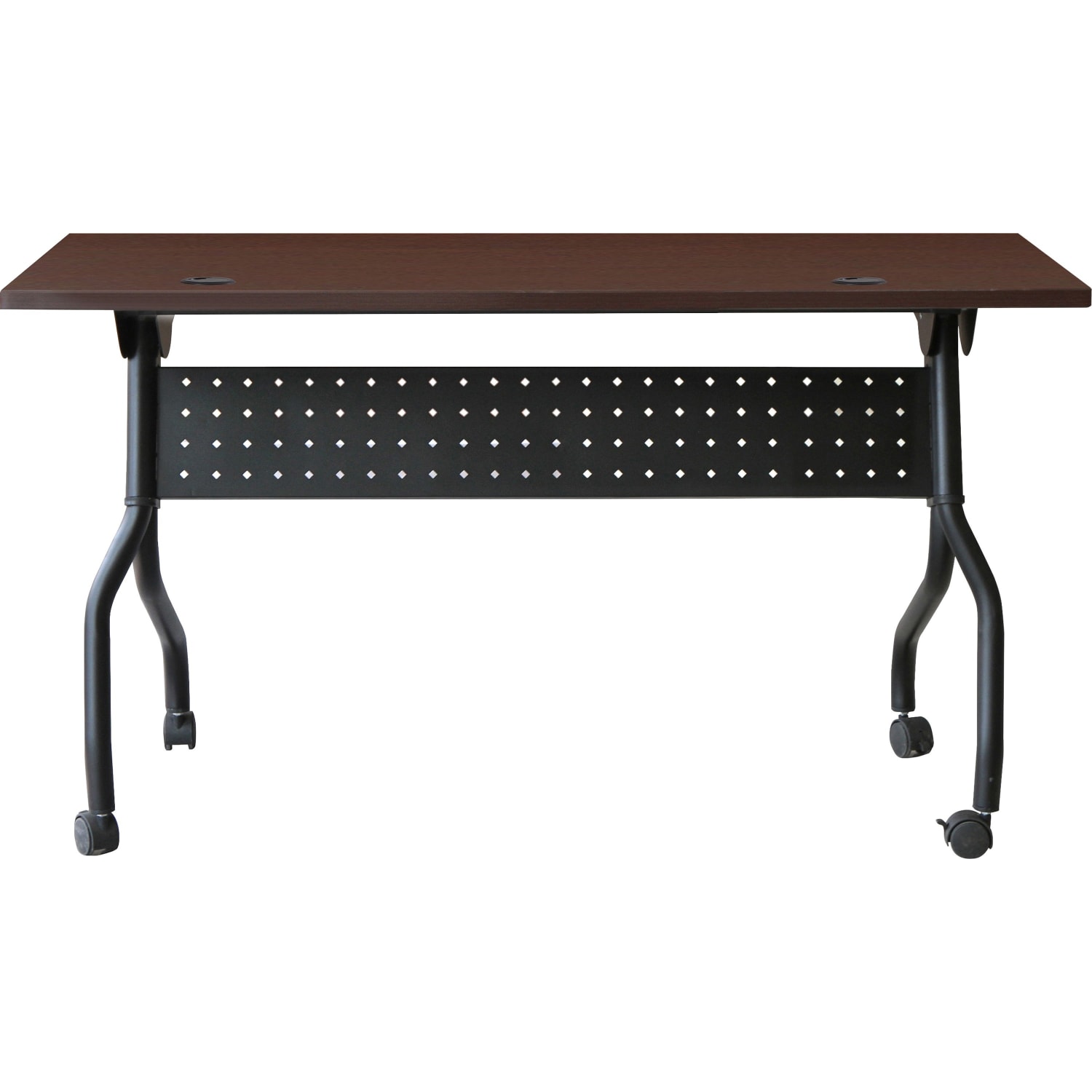 Lorell Flip Top Training Table, 48inW, Mahogany/Black - Image 3