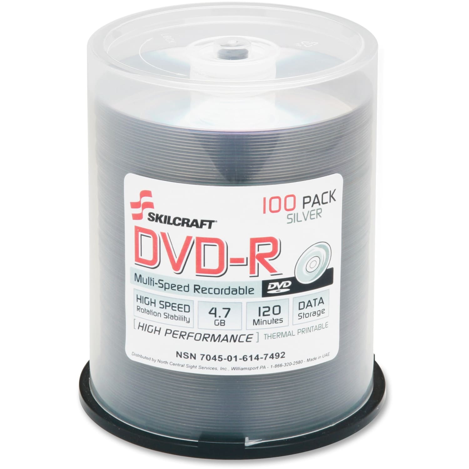 SKILCRAFT DVD-R Discs, Pack Of 100 (AbilityOne 7045-01-614-7492) - Image 3