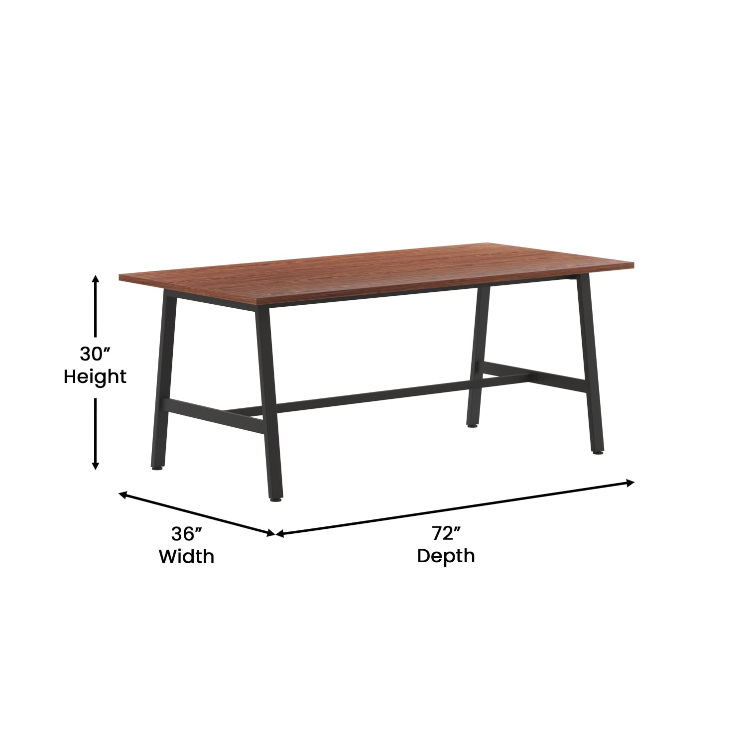 Flash Furniture Redmond Commercial 72x36 Conference Table, Heavy Duty A-Frame Steel Base, Walnut - MTM7236WLTABF - Image 6