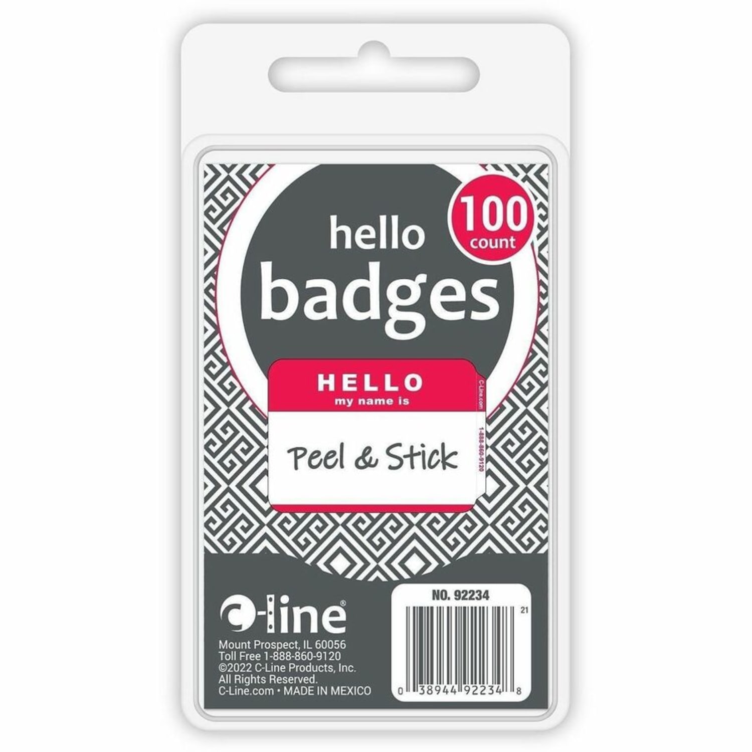 C-Line HELLO my name is.. Name Tags - Red, Peel & Stick, 3-1/2 x 2-1/4, 100/BX, 92234 - Image 4