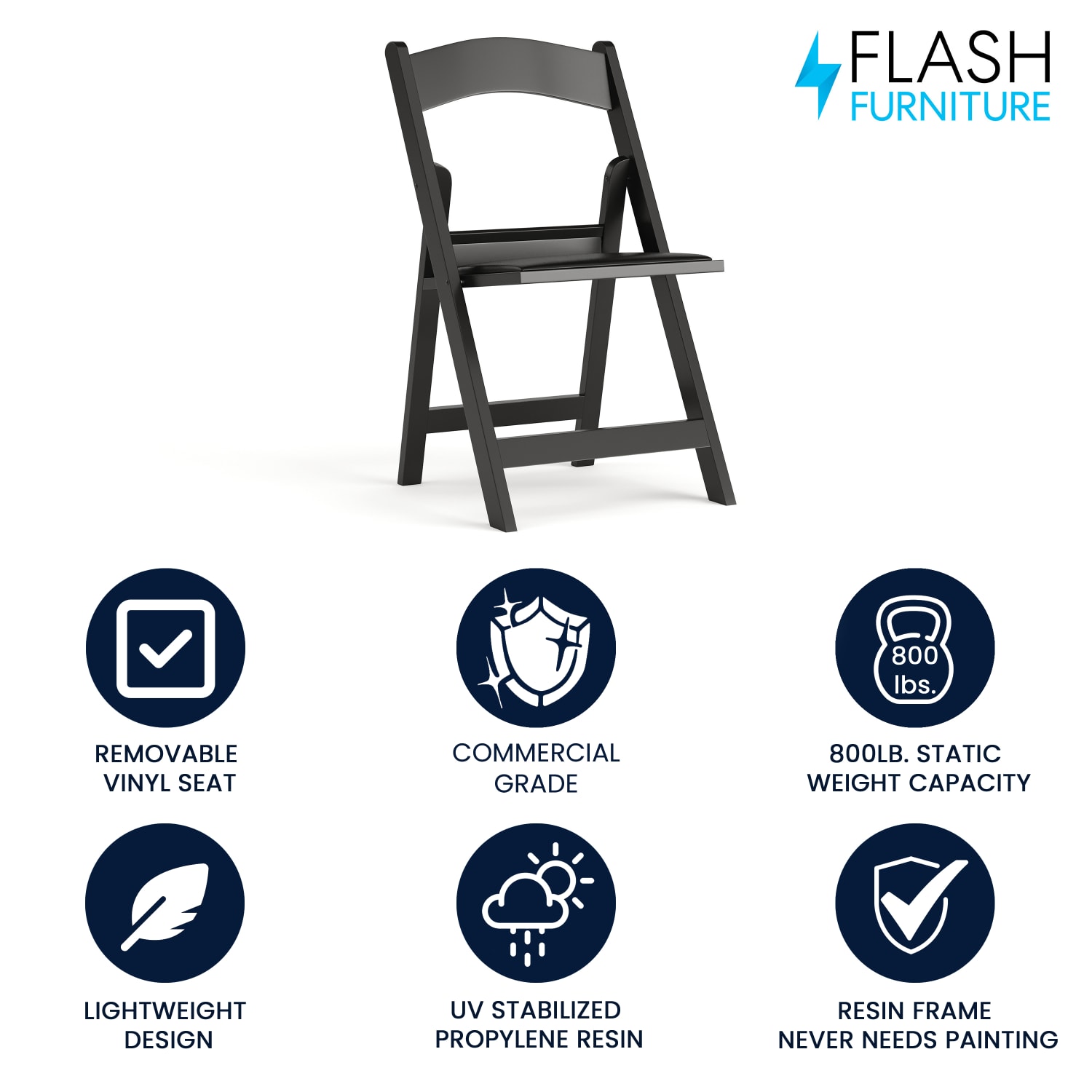 Flash Furniture Hercules Folding Chair, Black - Image 3