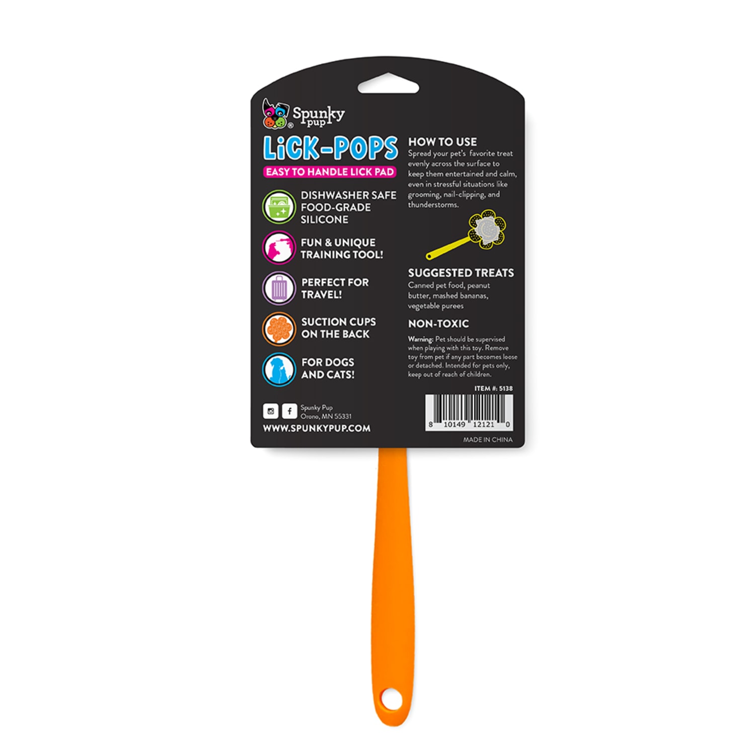 Spunky Pup Lick Pop Pad, Smiley Flower, 7-15/16in x 5-7/16in, Orange - Image 3