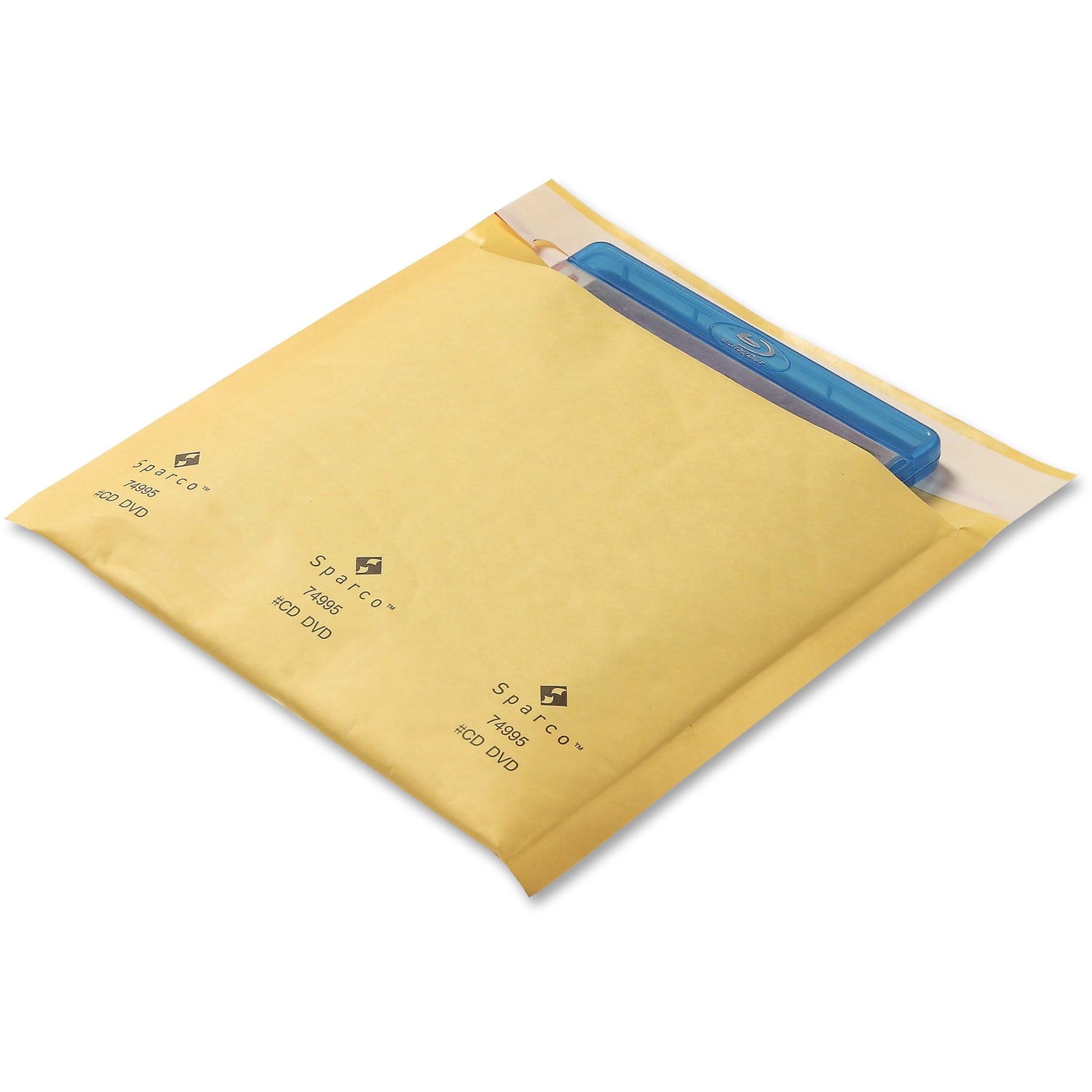 Sparco CD/DVD Cushioned Mailers - Multipurpose - 7 1/4in Width x 8in Length - Self-sealing - Gold - Kraft - 25 / Pack