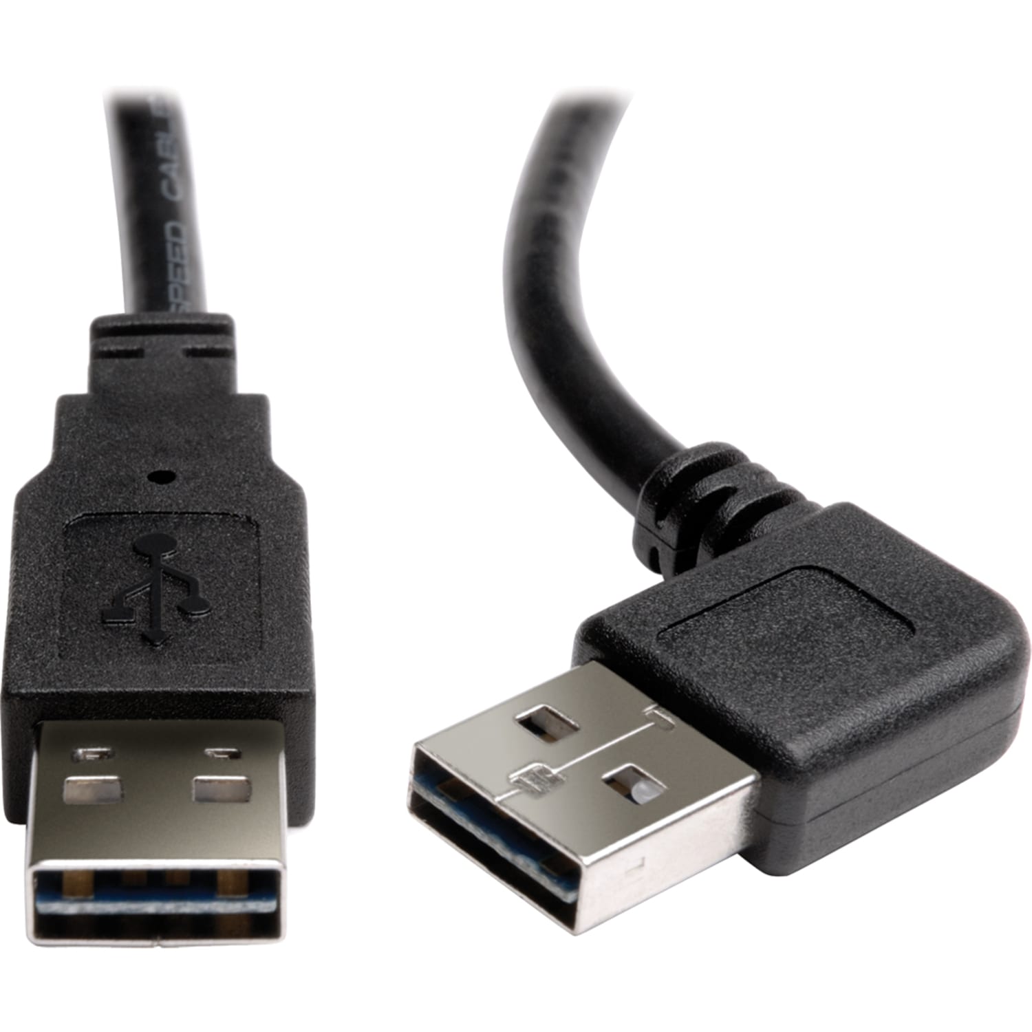 Eaton Tripp Lite Series Universal Reversible USB 2.0 Cable (Right/Left-Angle Reversible A to Reversible A M/M), 3 ft. (0.91 m) - USB cable - USB (M) to USB (M) - USB 2.0 - 3 ft - 90 deg. connector, molded - black - Image 3