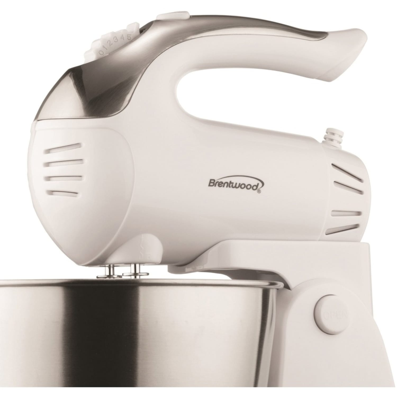 Brentwood 5-Speed Stand Mixer With Stainless Steel Bowl, White/Stainless Steel - Image 5