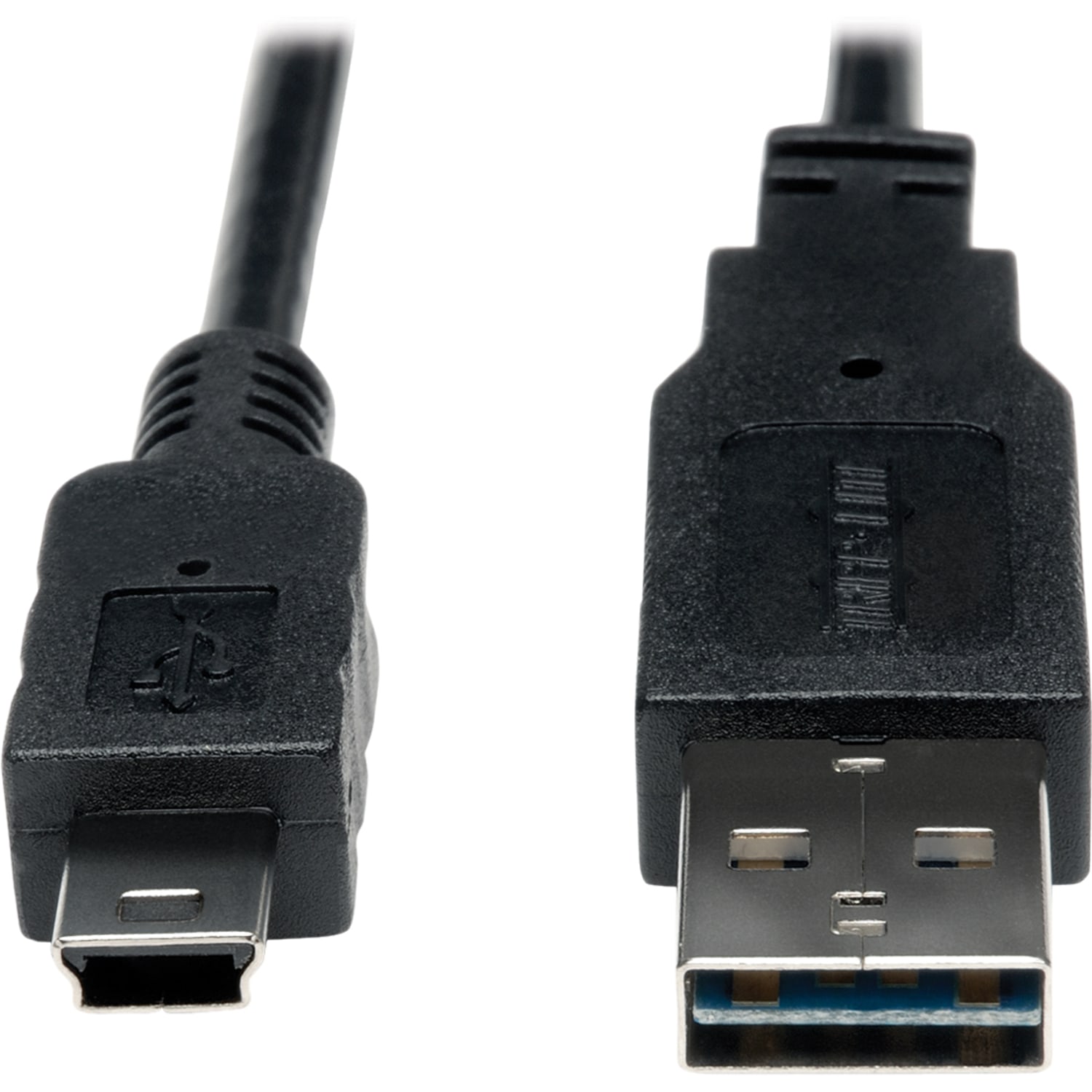 Eaton Tripp Lite Series Universal Reversible USB 2.0 Converter Adapter Cable (Reversible A to 5Pin Mini B M/M), 3 ft. (0.91 m) - USB cable - mini-USB Type B (M) to USB (M) - USB 2.0 - 3 ft - 90 deg. connector, molded - black - Image 3