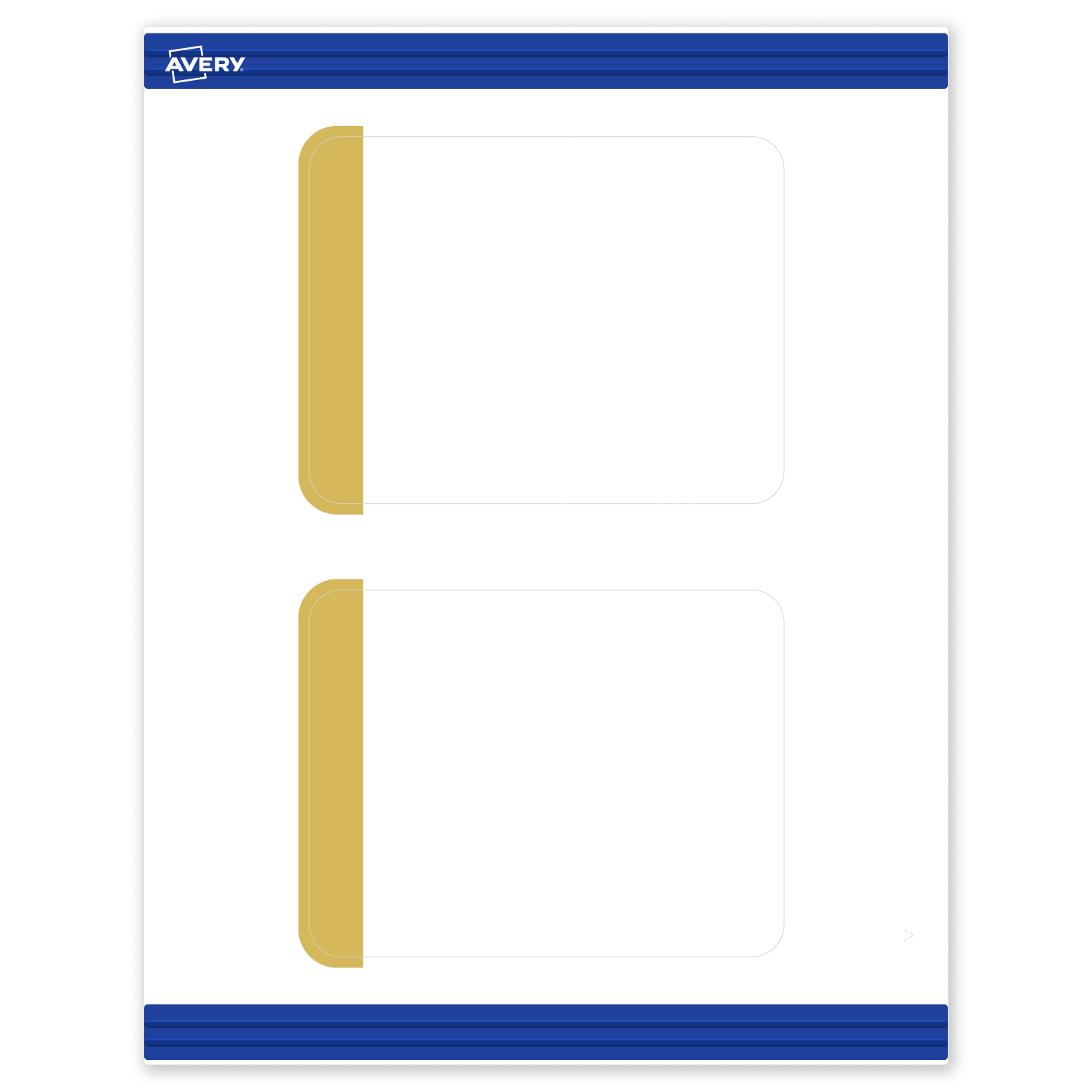 Avery Printable Postcards With Sure Feed Technology, 4.25in x 5-1/2in, Matte White With Preprinted Gold-Dipped Edge, Pack Of 20