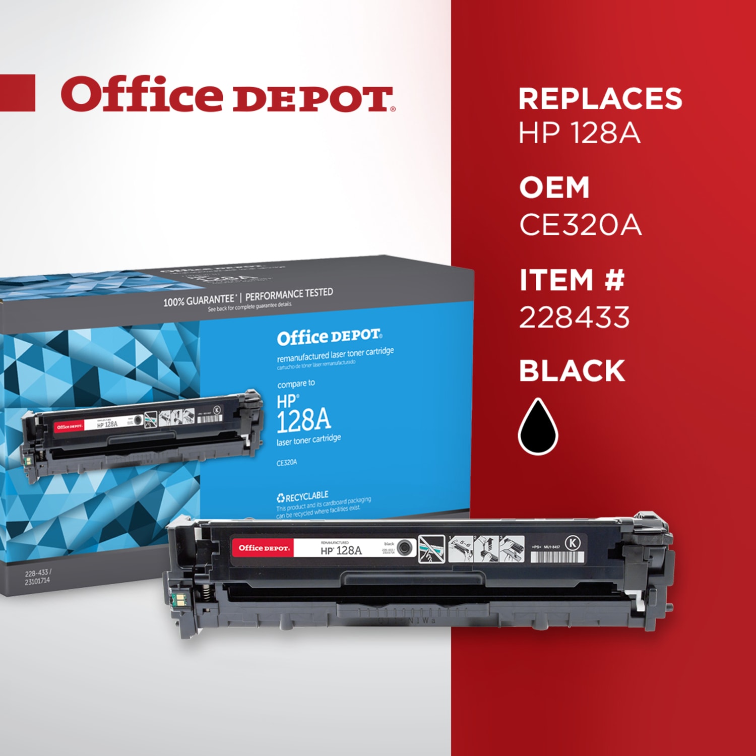 Office Depot Remanufactured Black Toner Cartridge Replacement For HP 128A - Image 6