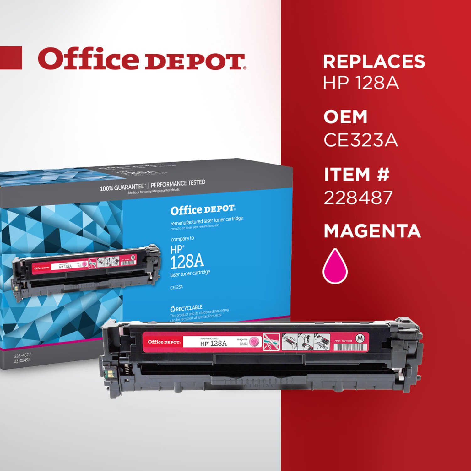 Office Depot Remanufactured Magenta Toner Cartridge Replacement For HP 128A, OD1415M - Image 6