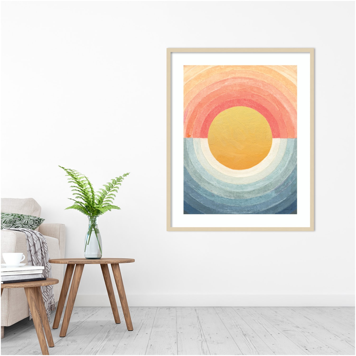 Amanti Art Retro Vibes Abstract Sun by Danhui Nai Wood Framed Wall Art Print, 33inW x 41inH, Natural - Image 4