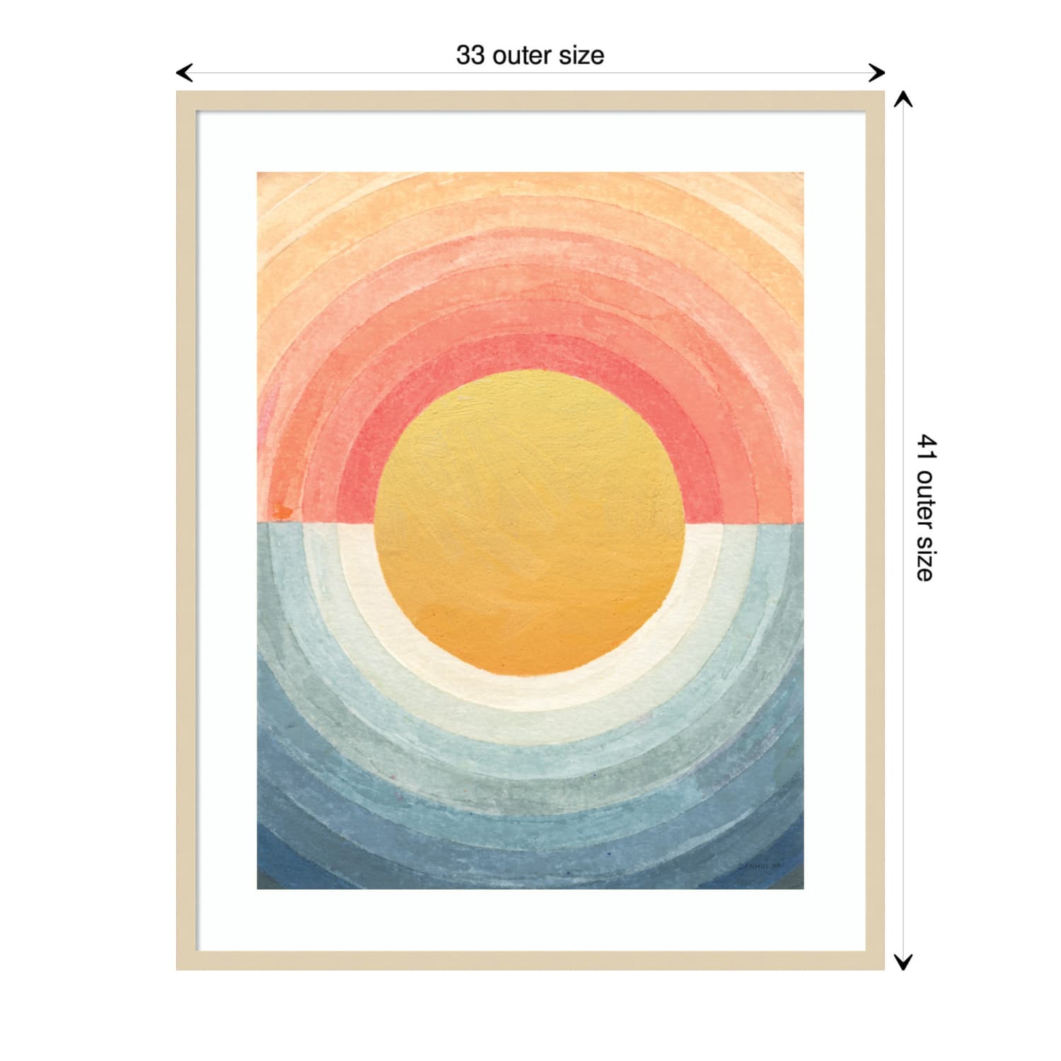 Amanti Art Retro Vibes Abstract Sun by Danhui Nai Wood Framed Wall Art Print, 33inW x 41inH, Natural - Image 6