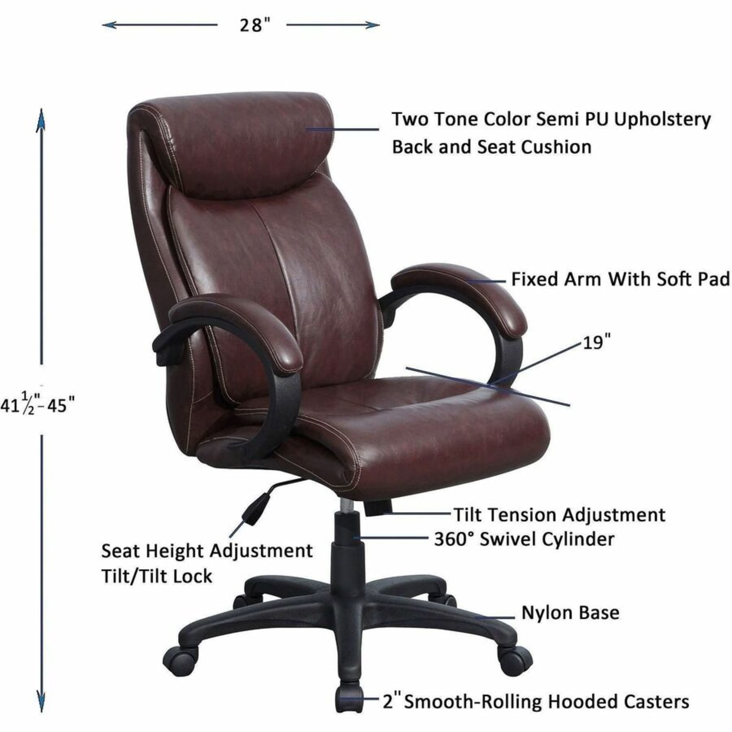 Lorell Ergonomic Bonded Leather HighBack Executive Chair Brown PopularChairscom Lorell Ergonomic Bonded Leather High Back Executive Chair Brown PopularChairscom