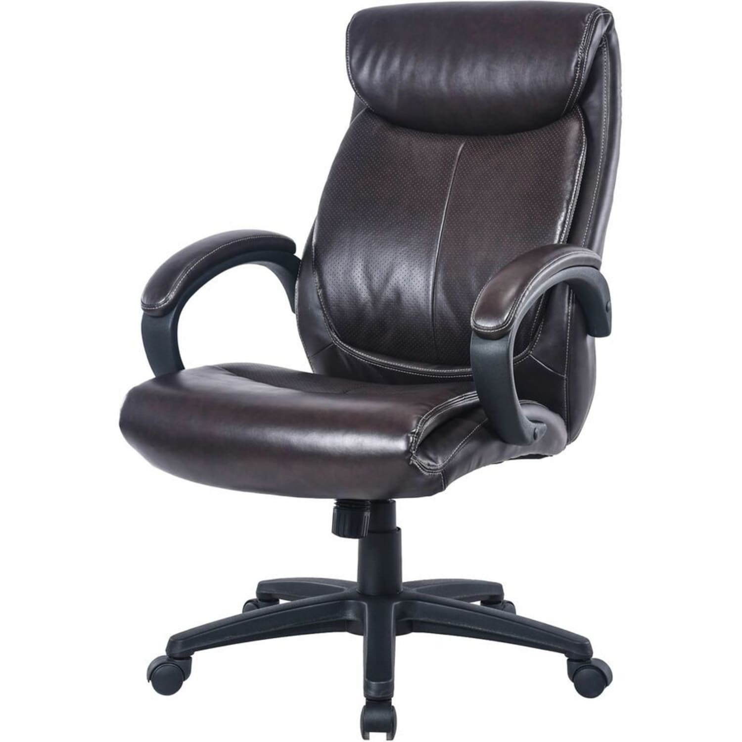 Lorell Ergonomic Bonded Leather High-Back Executive Chair, Brown - Image 6