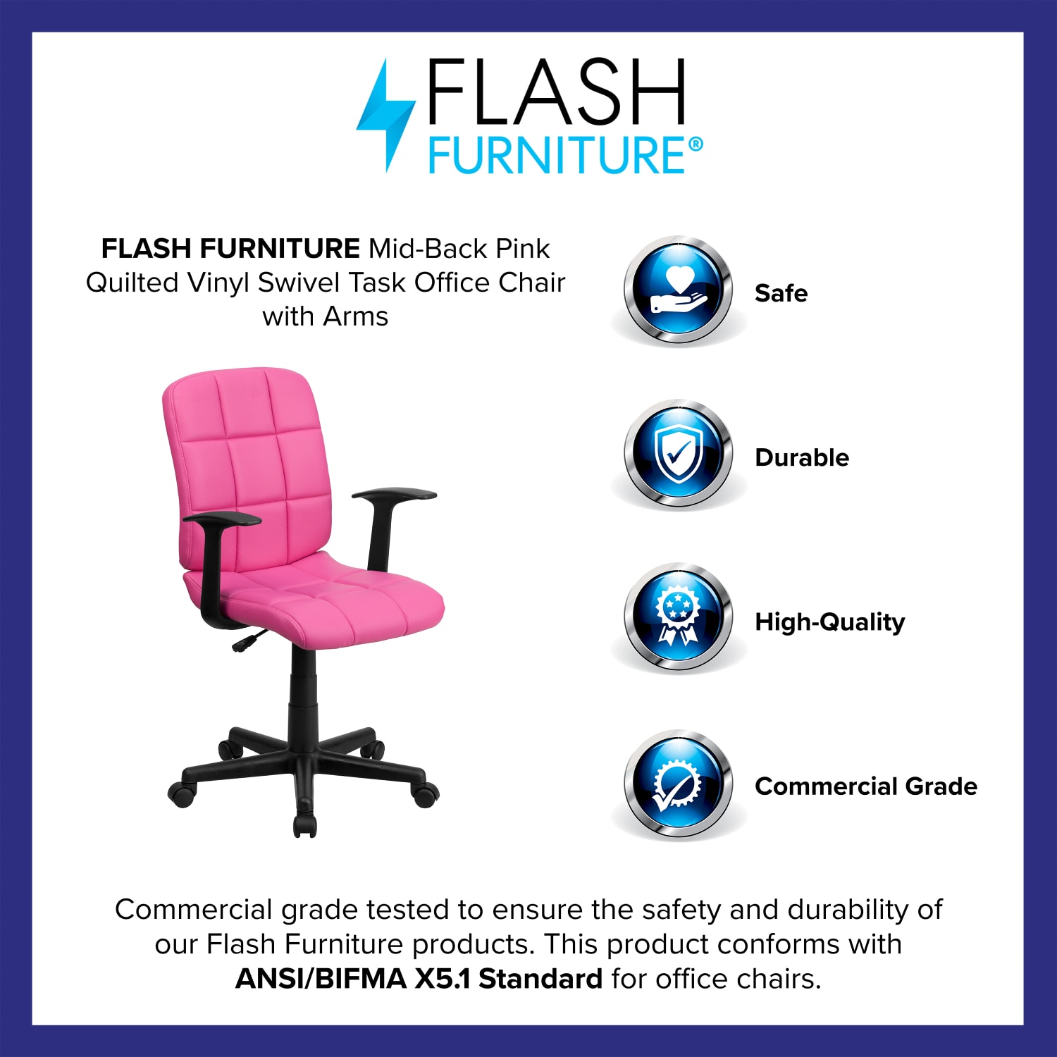 Flash Furniture Quilted Vinyl MidBack Swivel Task Chair PinkBlack PopularChairscom Flash Furniture Quilted Vinyl Mid Back Swivel Task Chair PinkBlack PopularChairscom