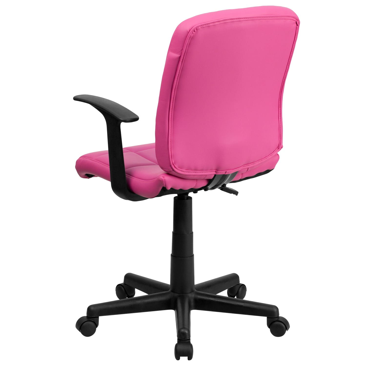 Flash Furniture Quilted Vinyl MidBack Swivel Task Chair PinkBlack PopularChairscom Flash Furniture Quilted Vinyl Mid Back Swivel Task Chair PinkBlack PopularChairscom