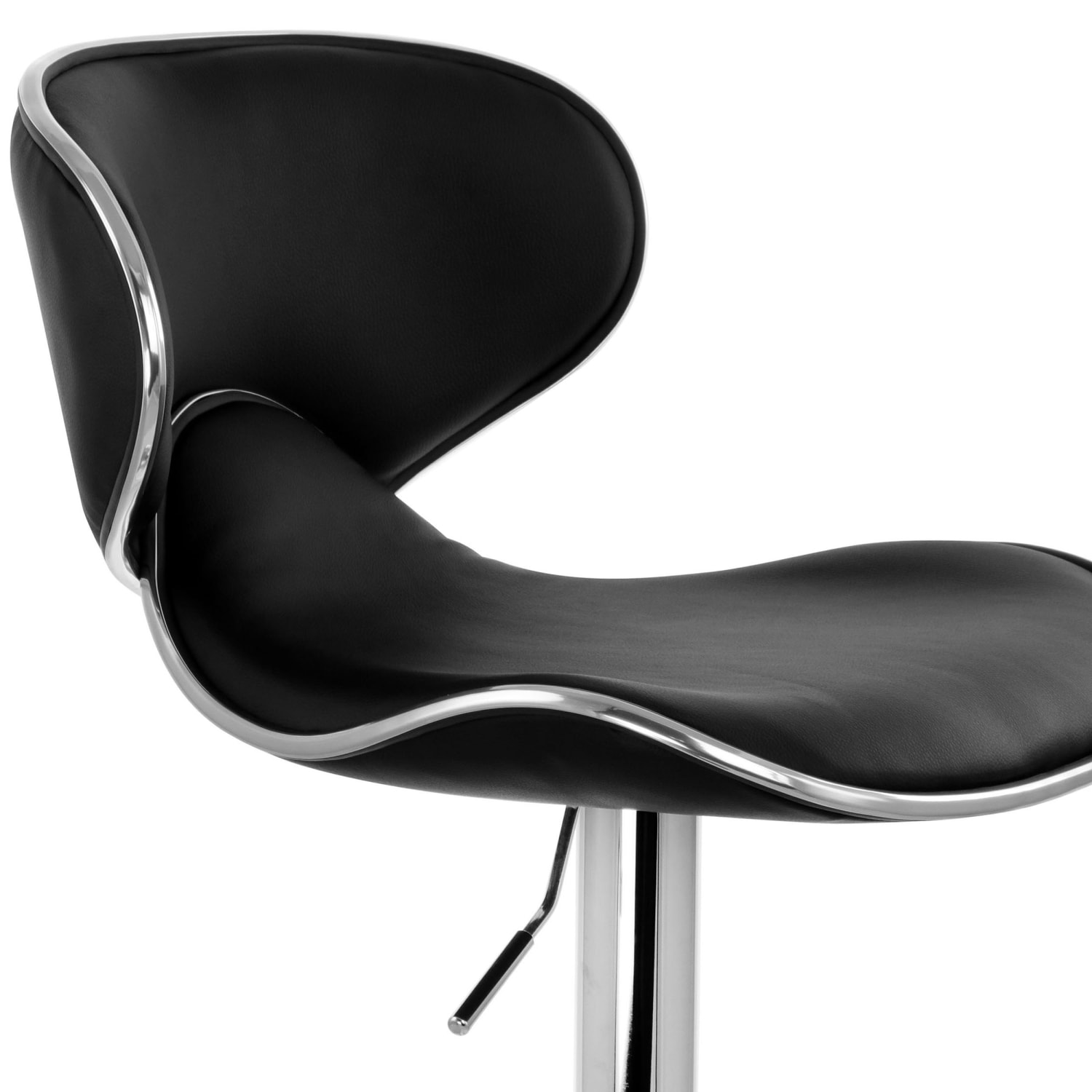 Elama Slim Faux Leather Adjustable Bar Stools, Black/Chrome, Set Of 2 Stools - Image 6