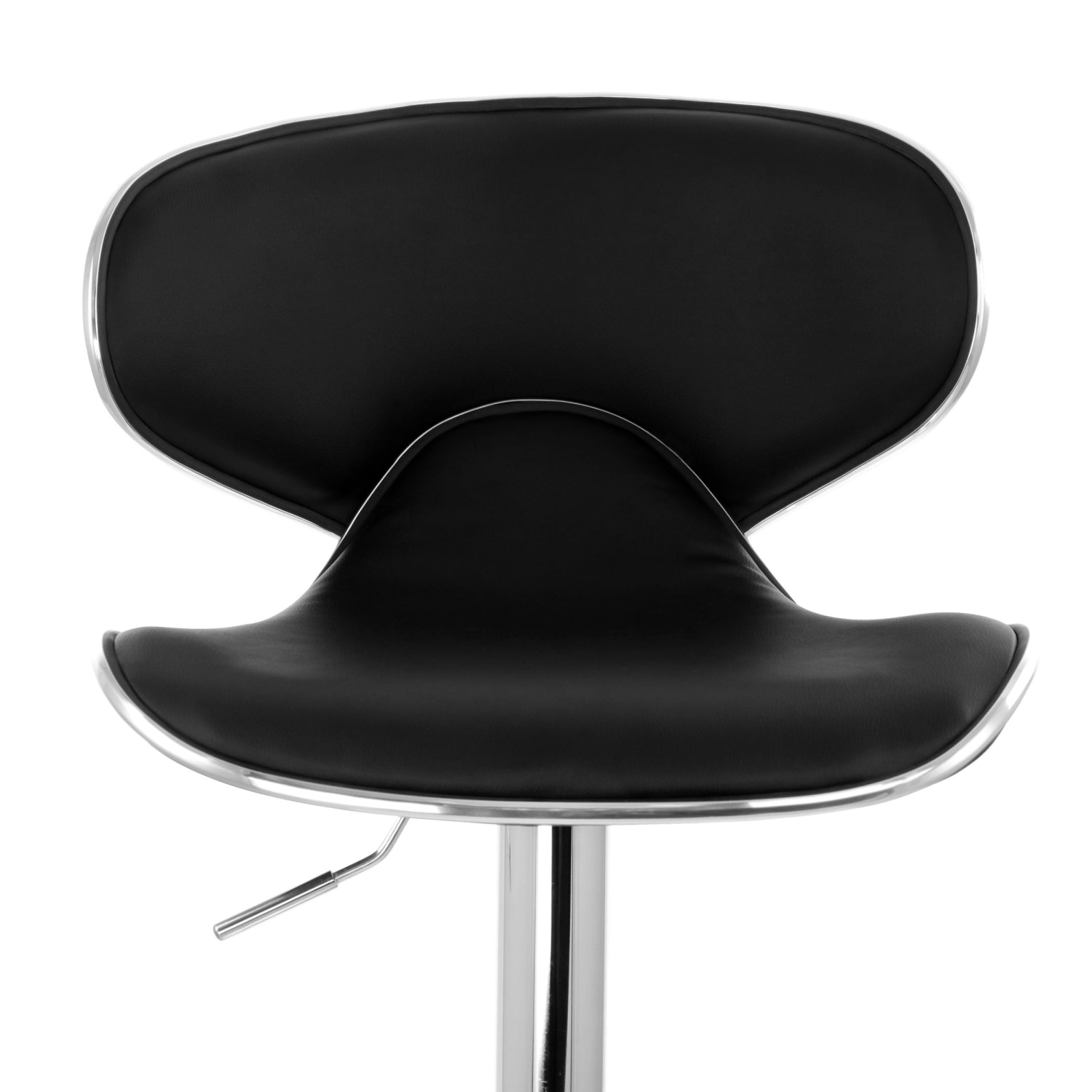 Elama Slim Faux Leather Adjustable Bar Stools, Black/Chrome, Set Of 2 Stools - Image 7