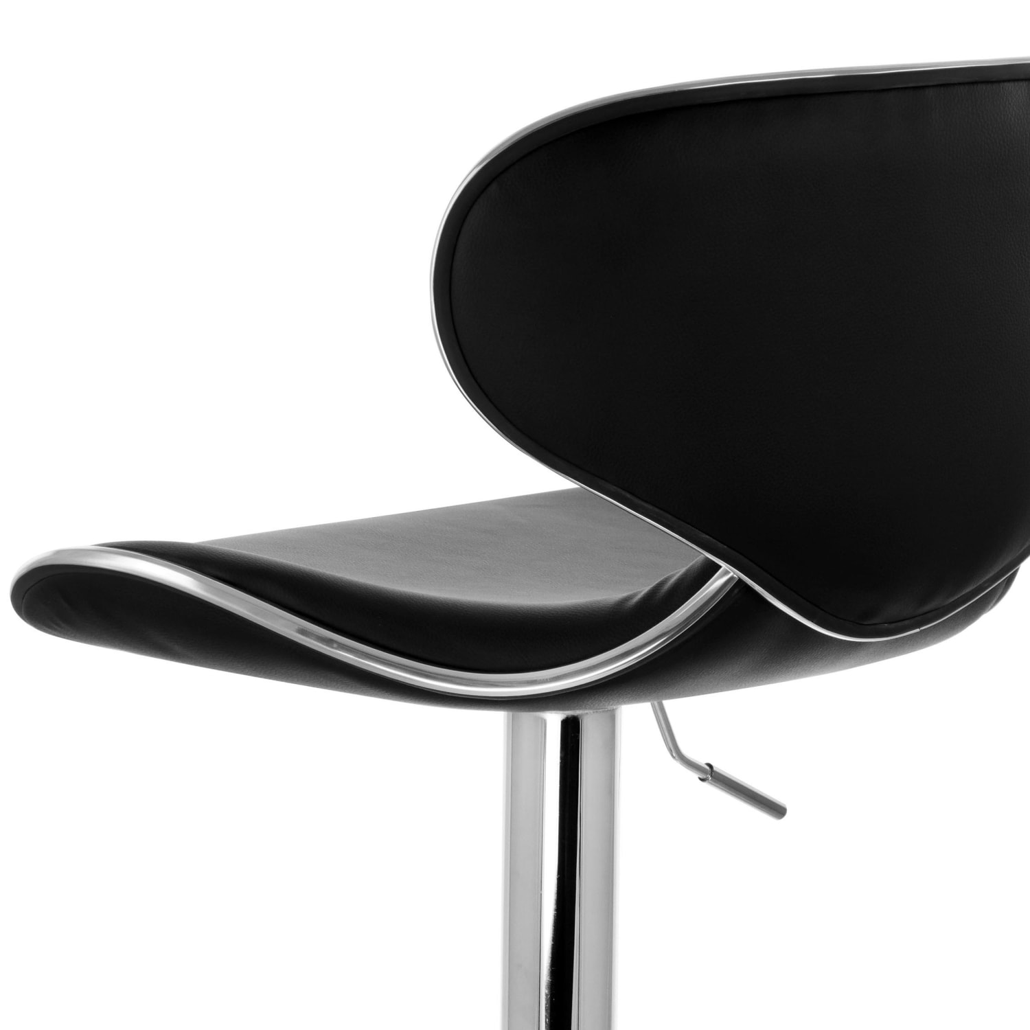 Elama Slim Faux Leather Adjustable Bar Stools, Black/Chrome, Set Of 2 Stools - Image 8