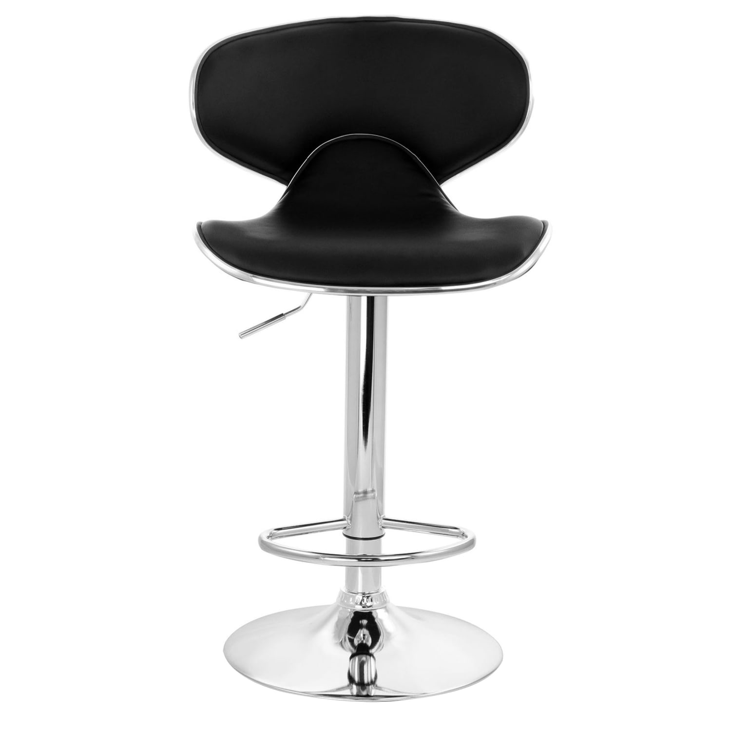 Elama Slim Faux Leather Adjustable Bar Stools, Black/Chrome, Set Of 2 Stools - Image 12