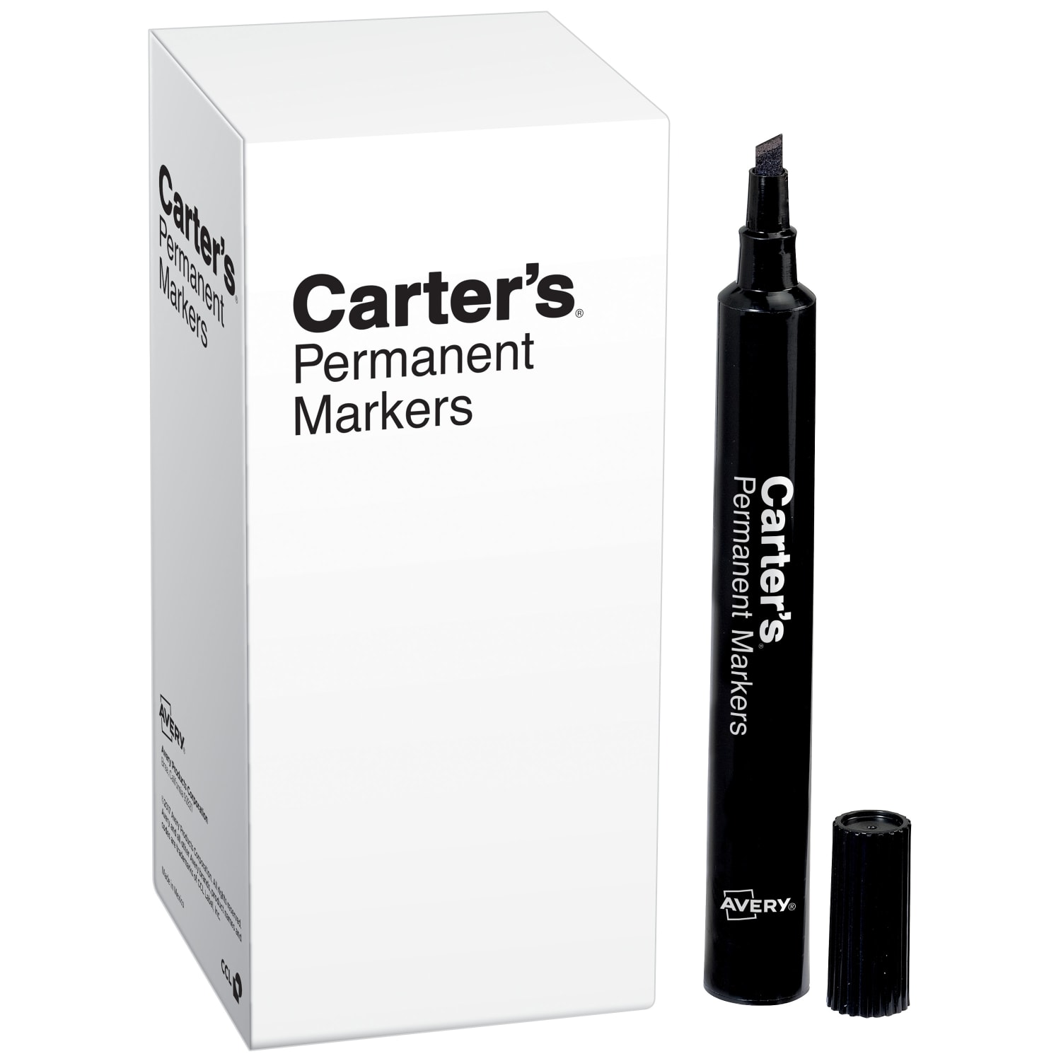 Avery Carters Permanent Markers, Chisel Tip, Large Desk-Style Size, Black, 1 Marker